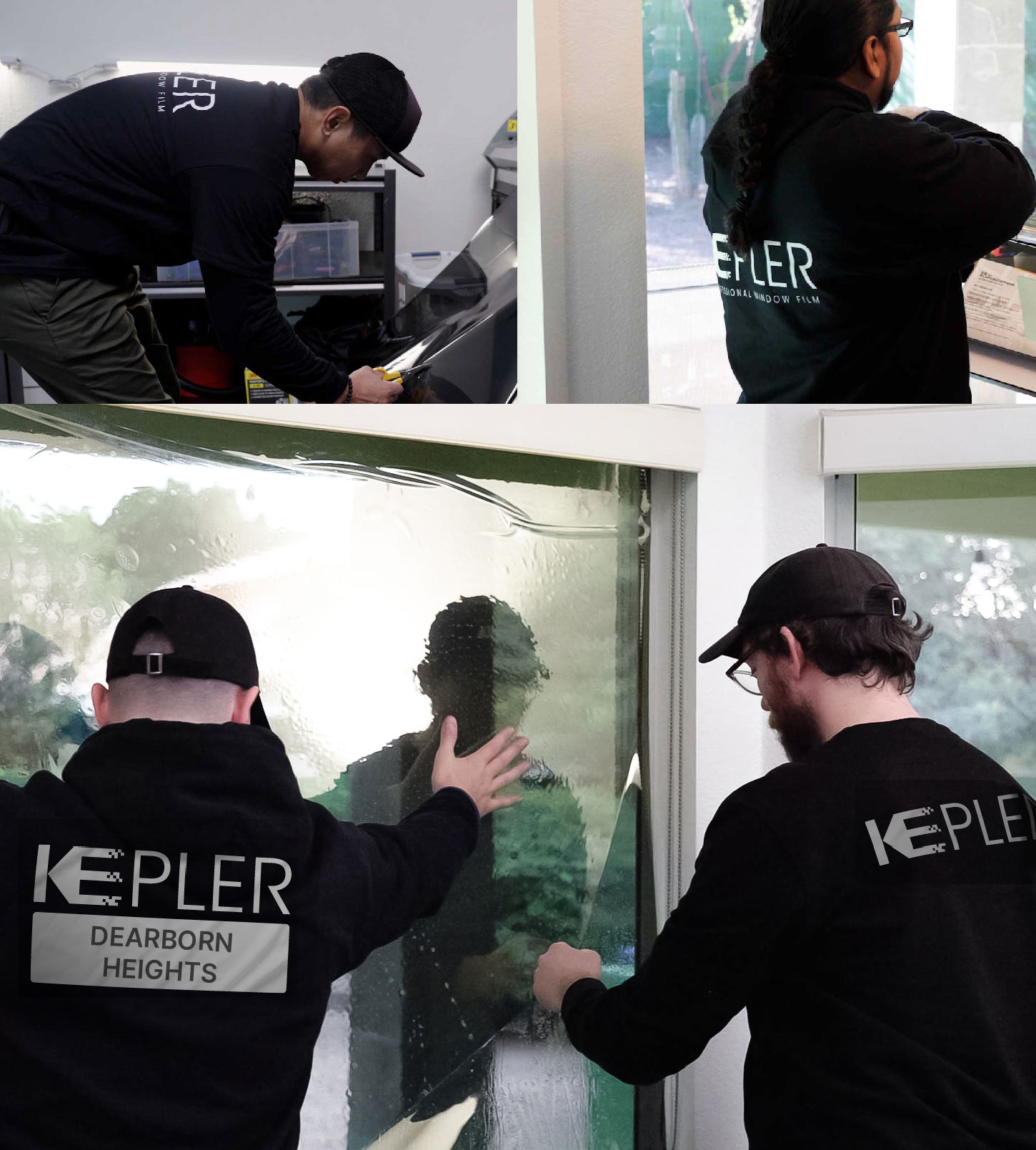 Expert Technician Applying Advanced Window Tint to Home in Dearborn Heights