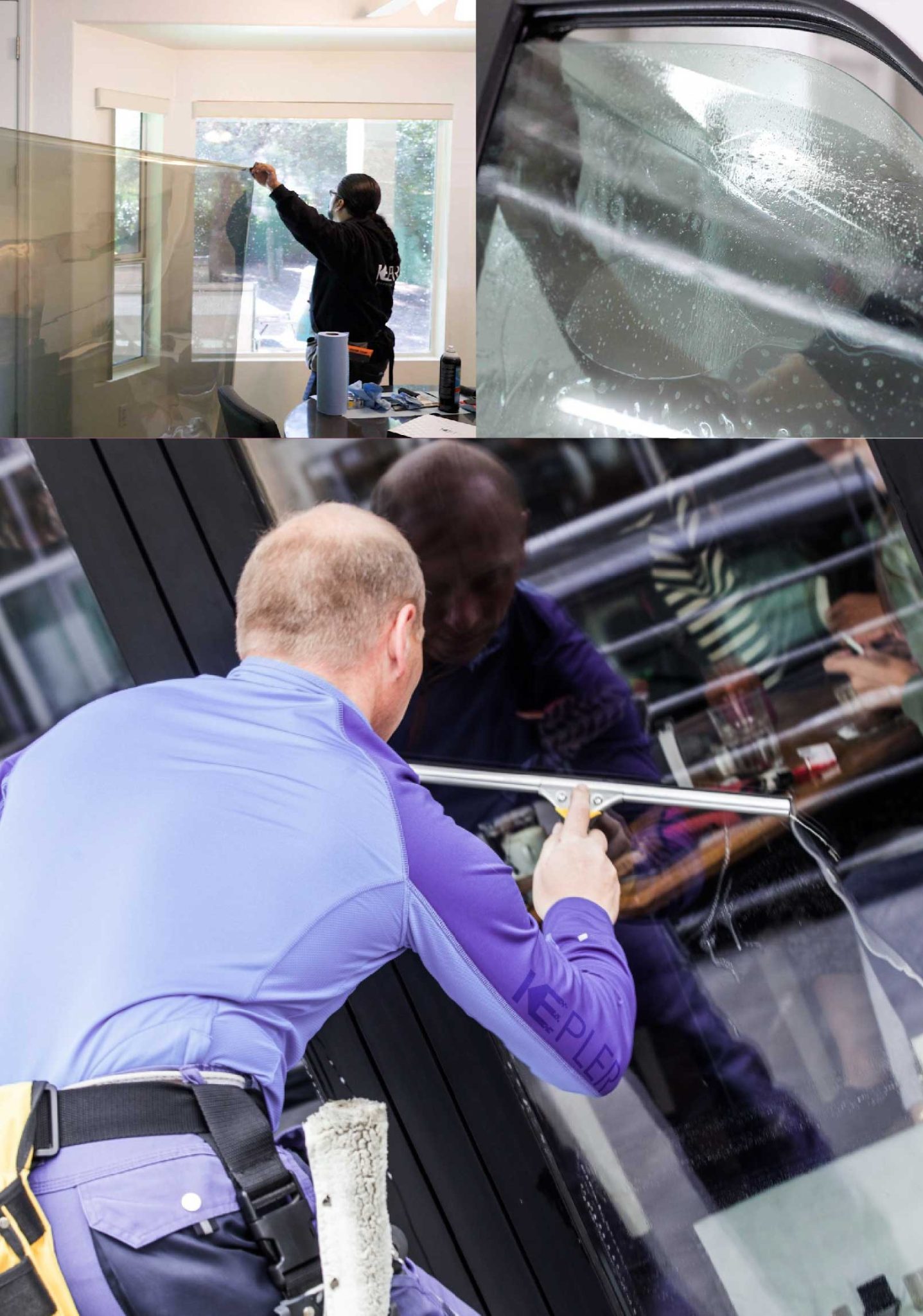 Kepler Expert Applying Anti-Graffiti Window Film to a South Houston Shop Front