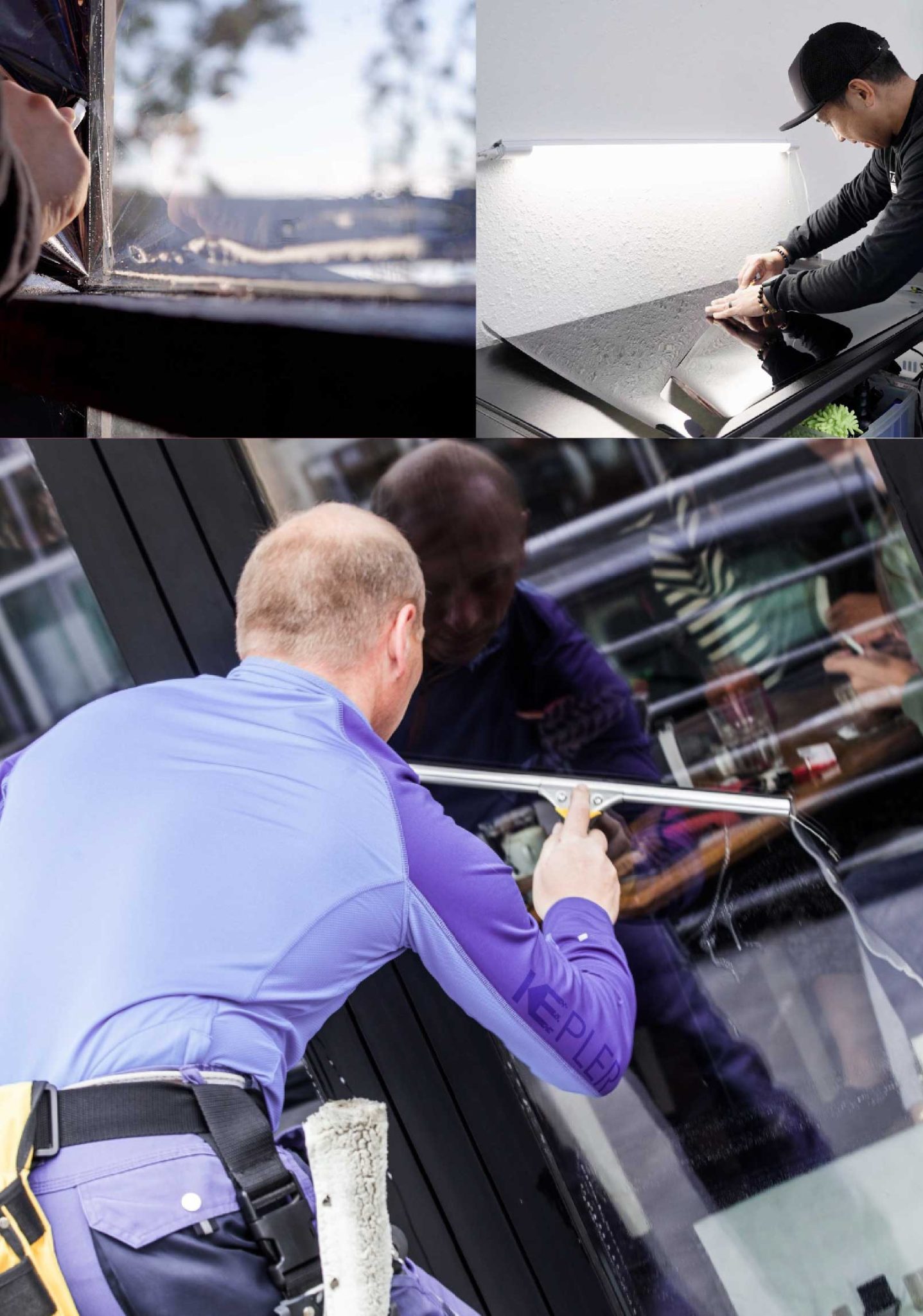 Kepler Professional Applying Anti-Graffiti Window Film to a Texas City Shop Front
