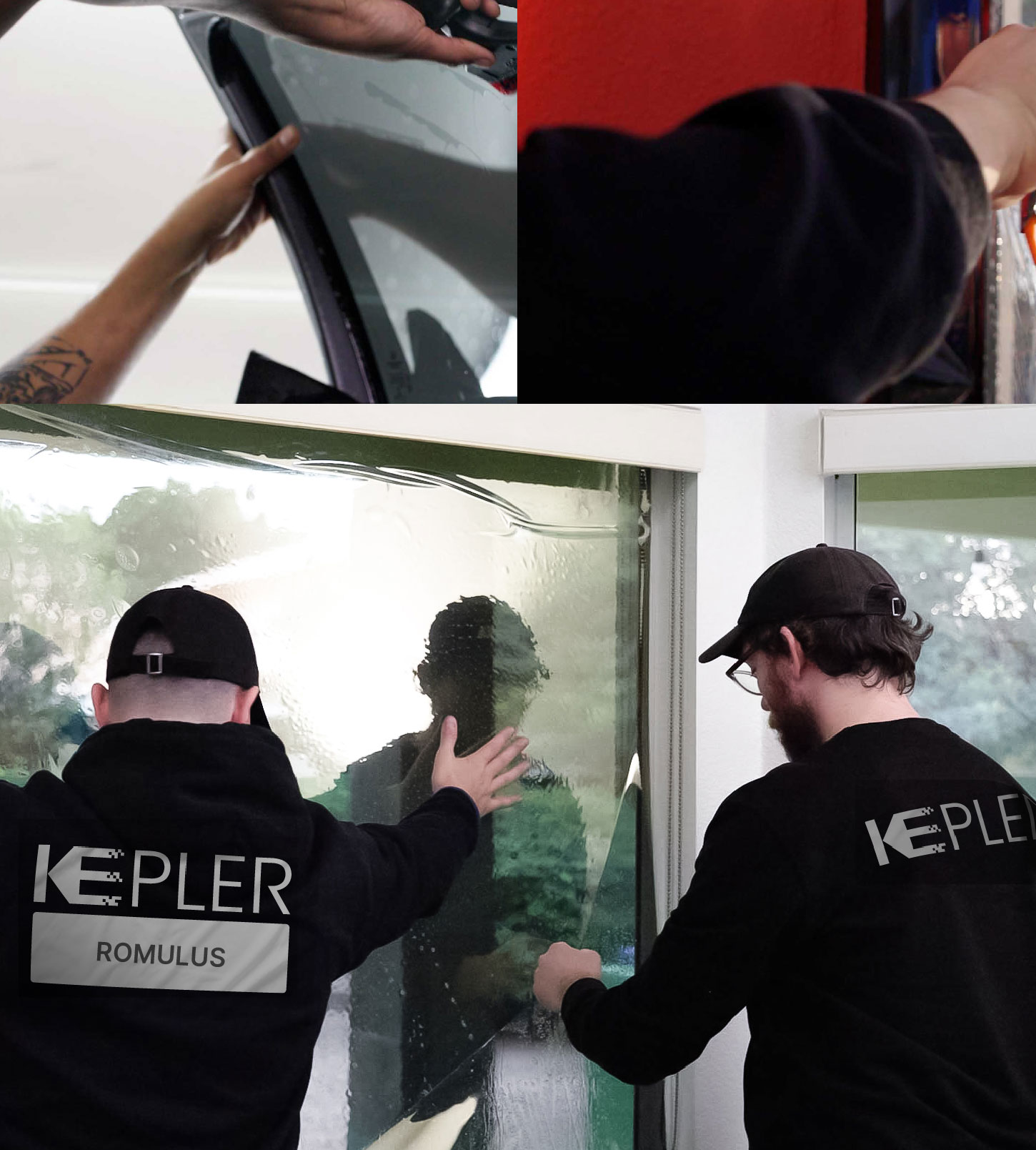 Expert Technician Installing Advanced Window Tint to Home in Romulus