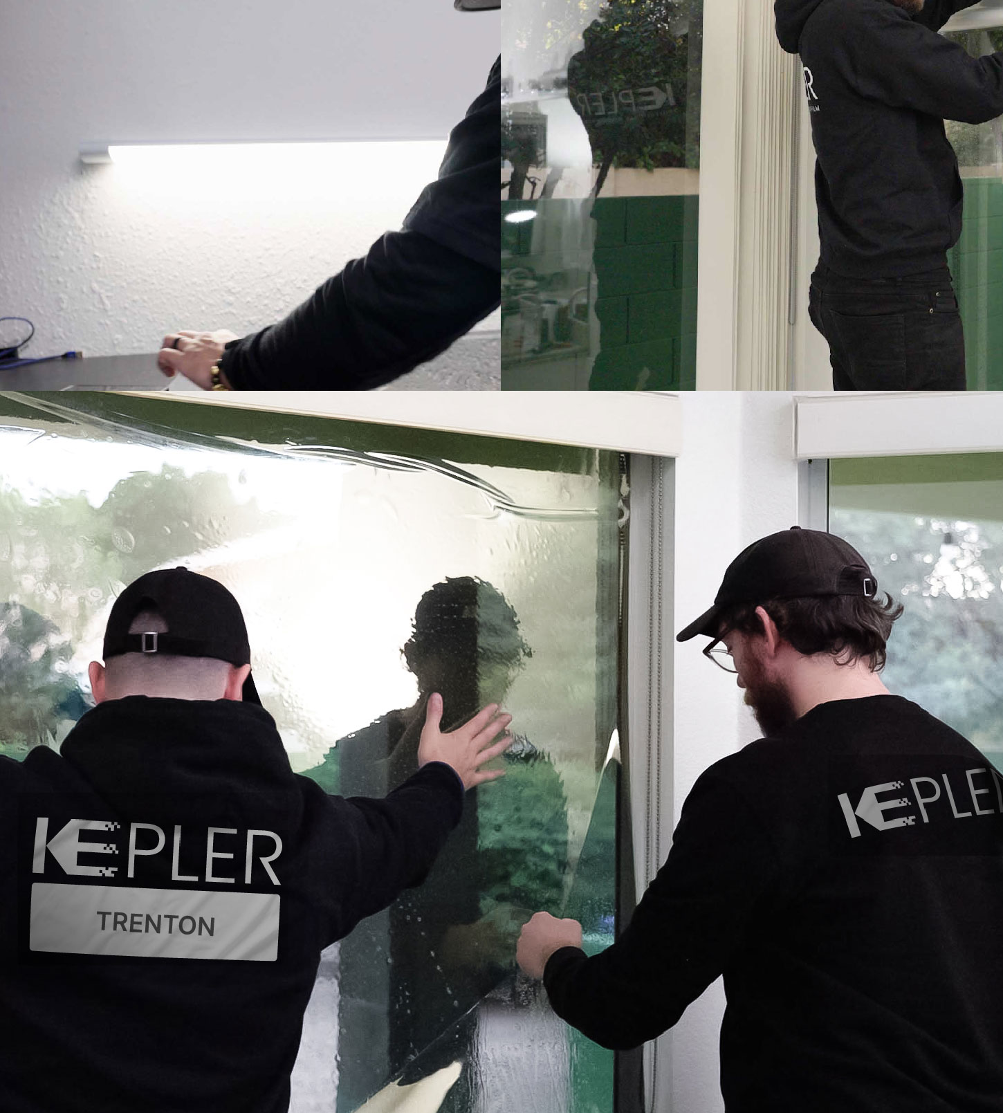 Expert Technician Applying Advanced Window Tint to Home in Trenton