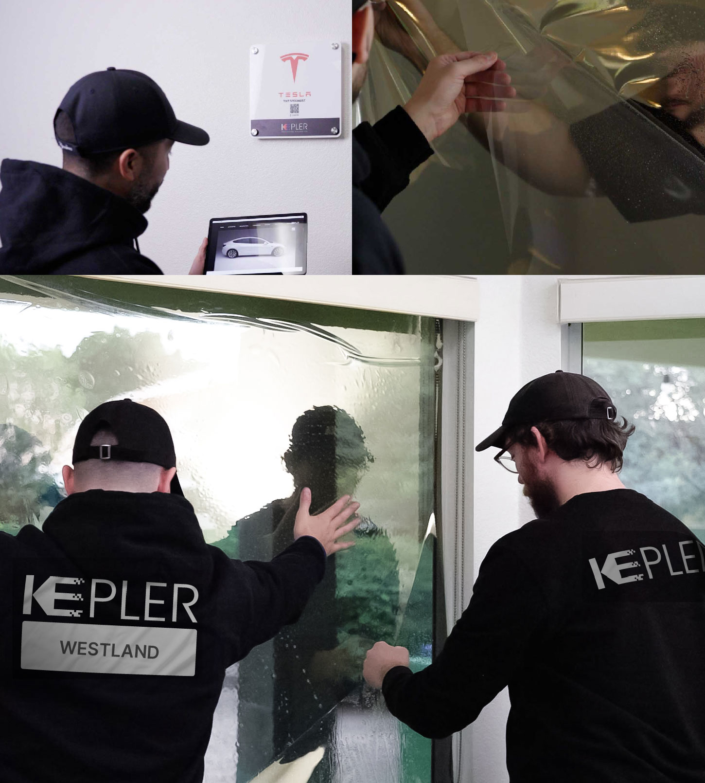 Expert Technician Fitting Ceramic Window Tint to Home in Westland