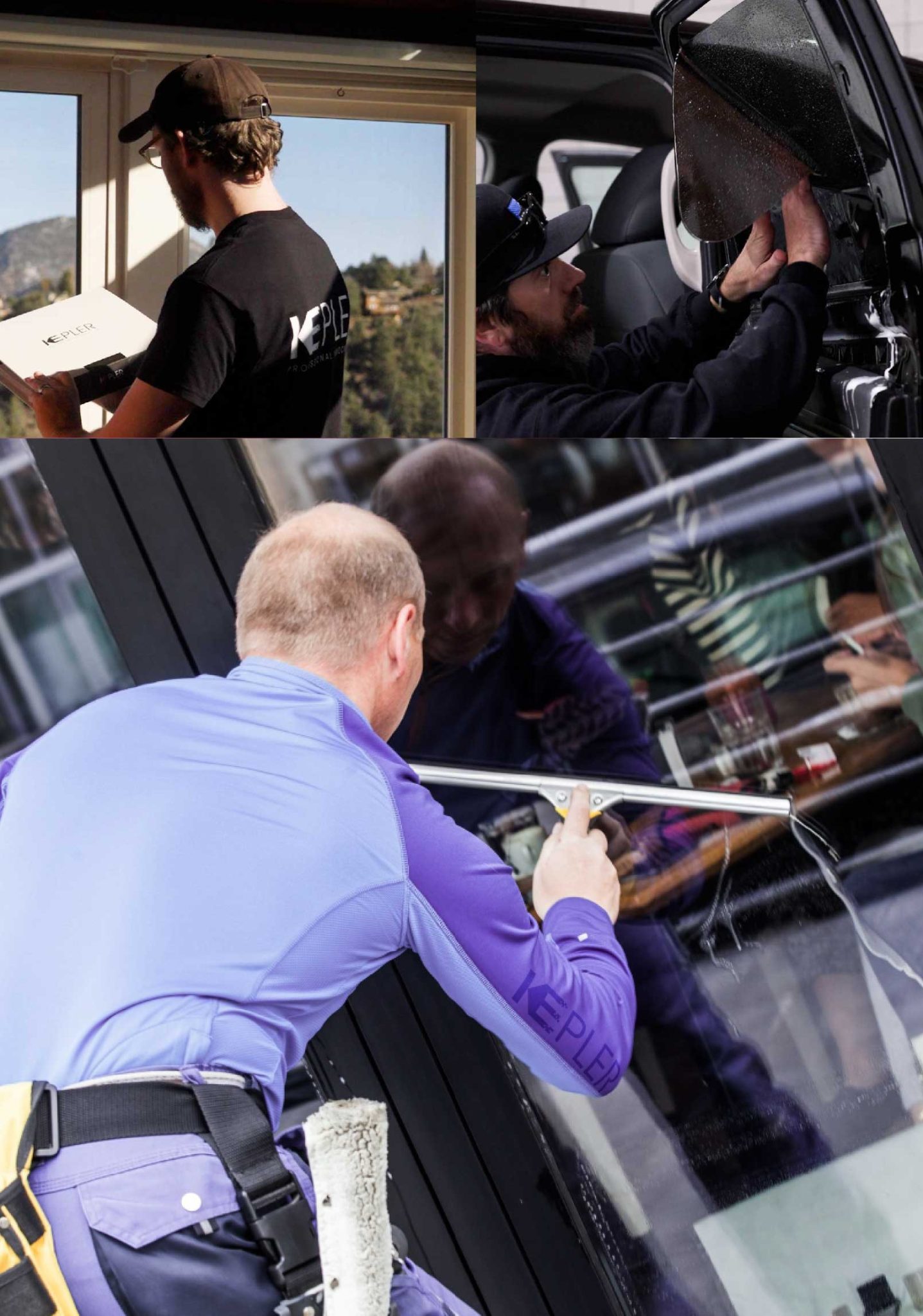 Kepler Skilled Applying Anti-Graffiti Window Film to a Brenham Shop Front