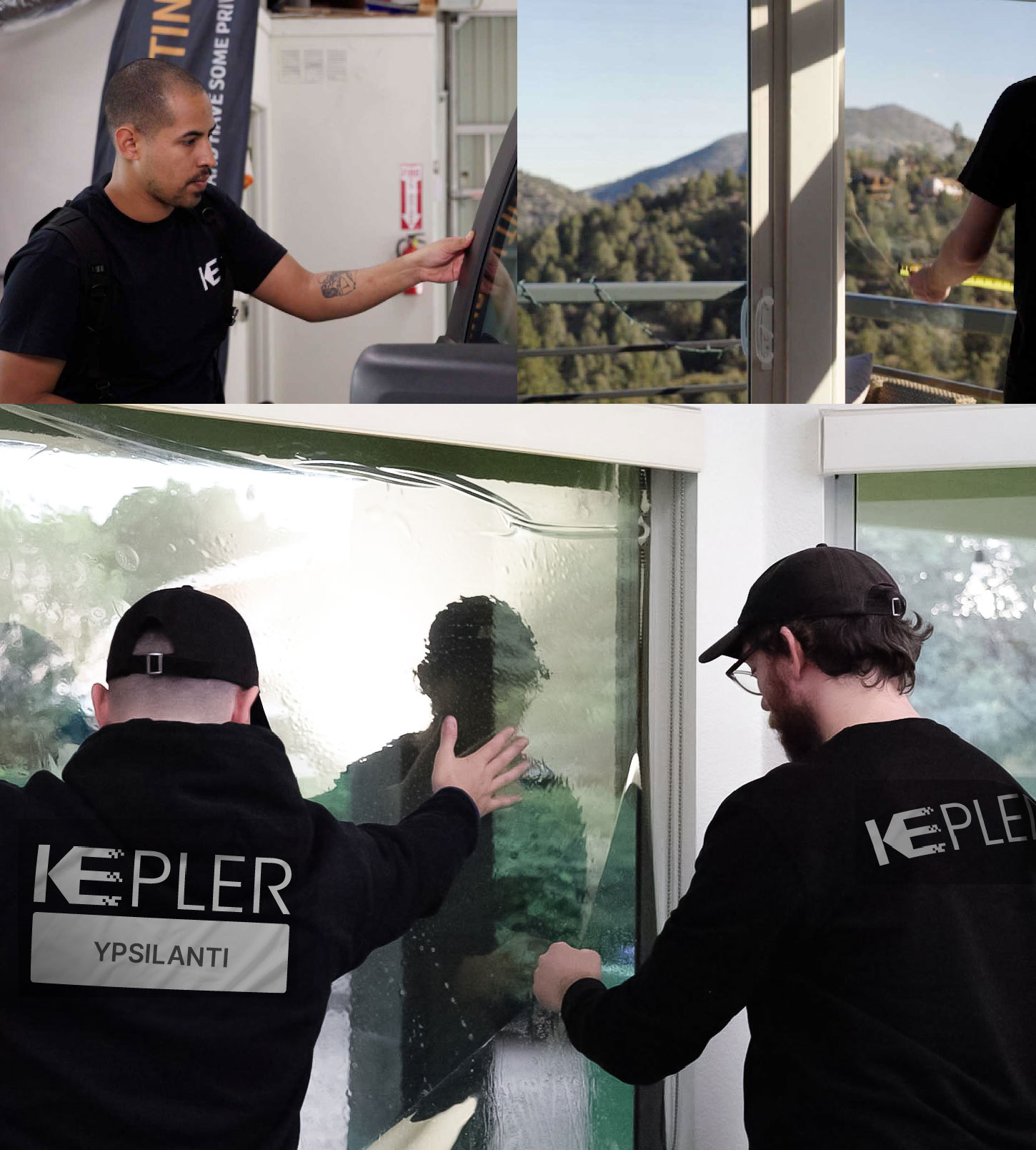 Expert Technician Installing High-tech Window Tint to Home in Ypsilanti