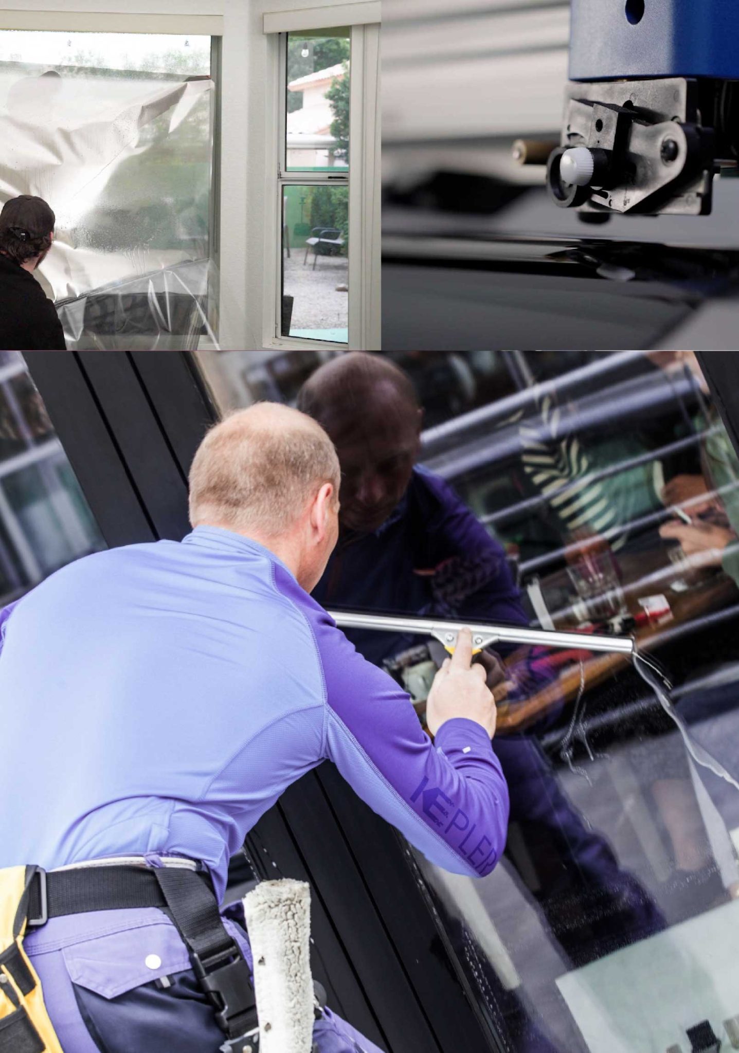 Kepler Skilled Applying Anti-Graffiti Window Film to a Cibolo Shop Front