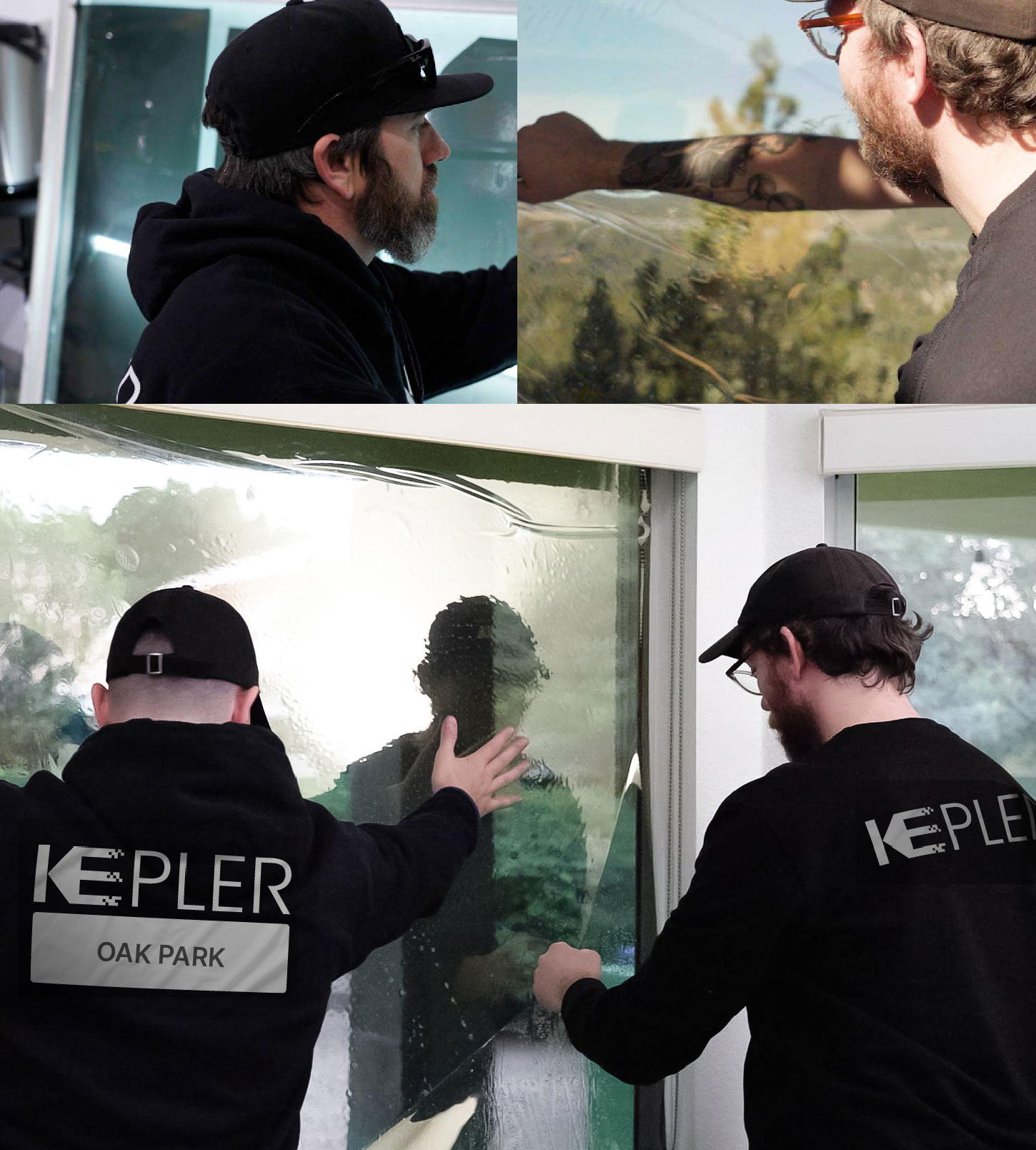 Expert Technician Fitting Ceramic Window Tint to Home in Oak Park