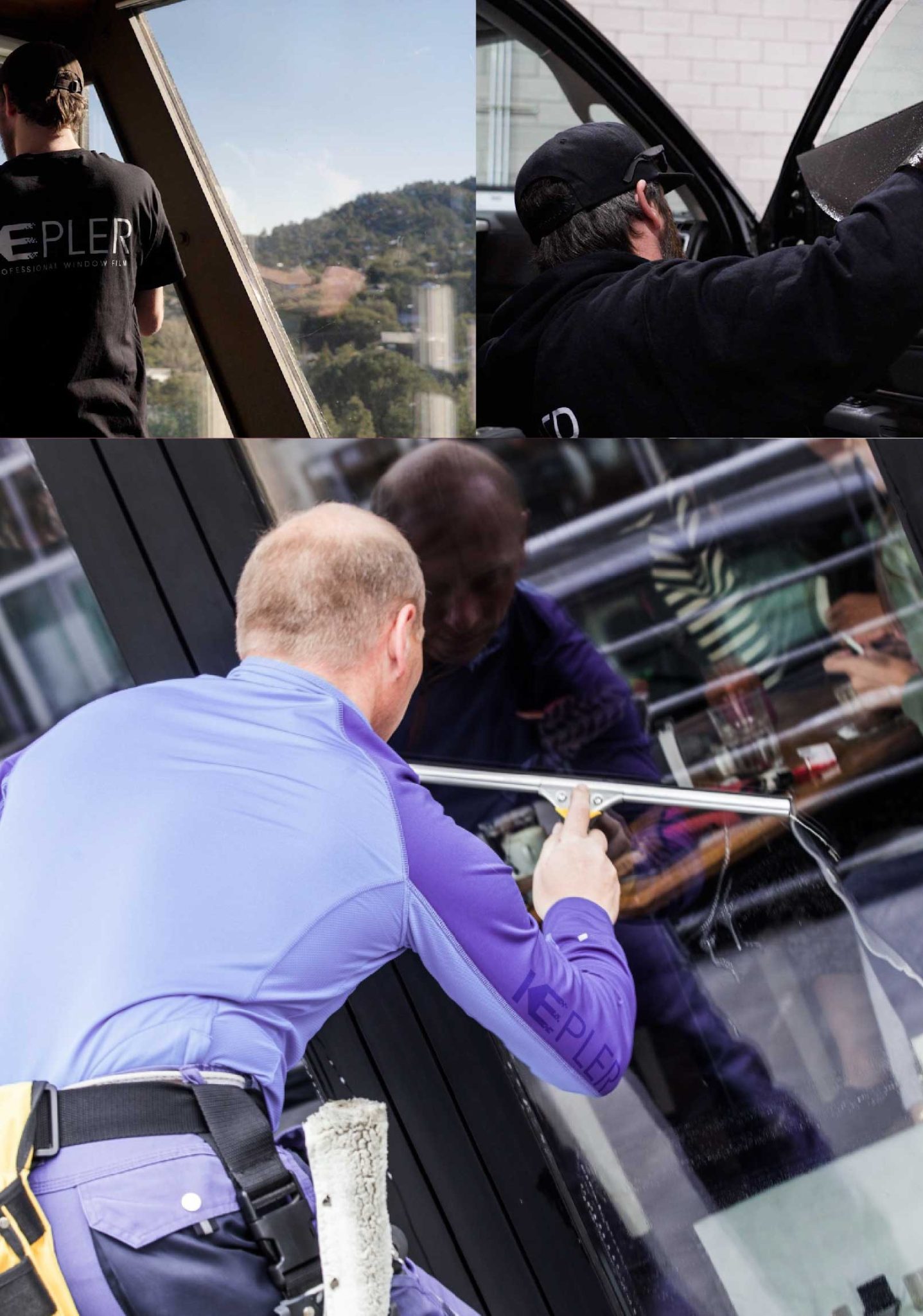 Kepler Skilled Applying Anti-Graffiti Window Film to a Canyon Lake Shop Front