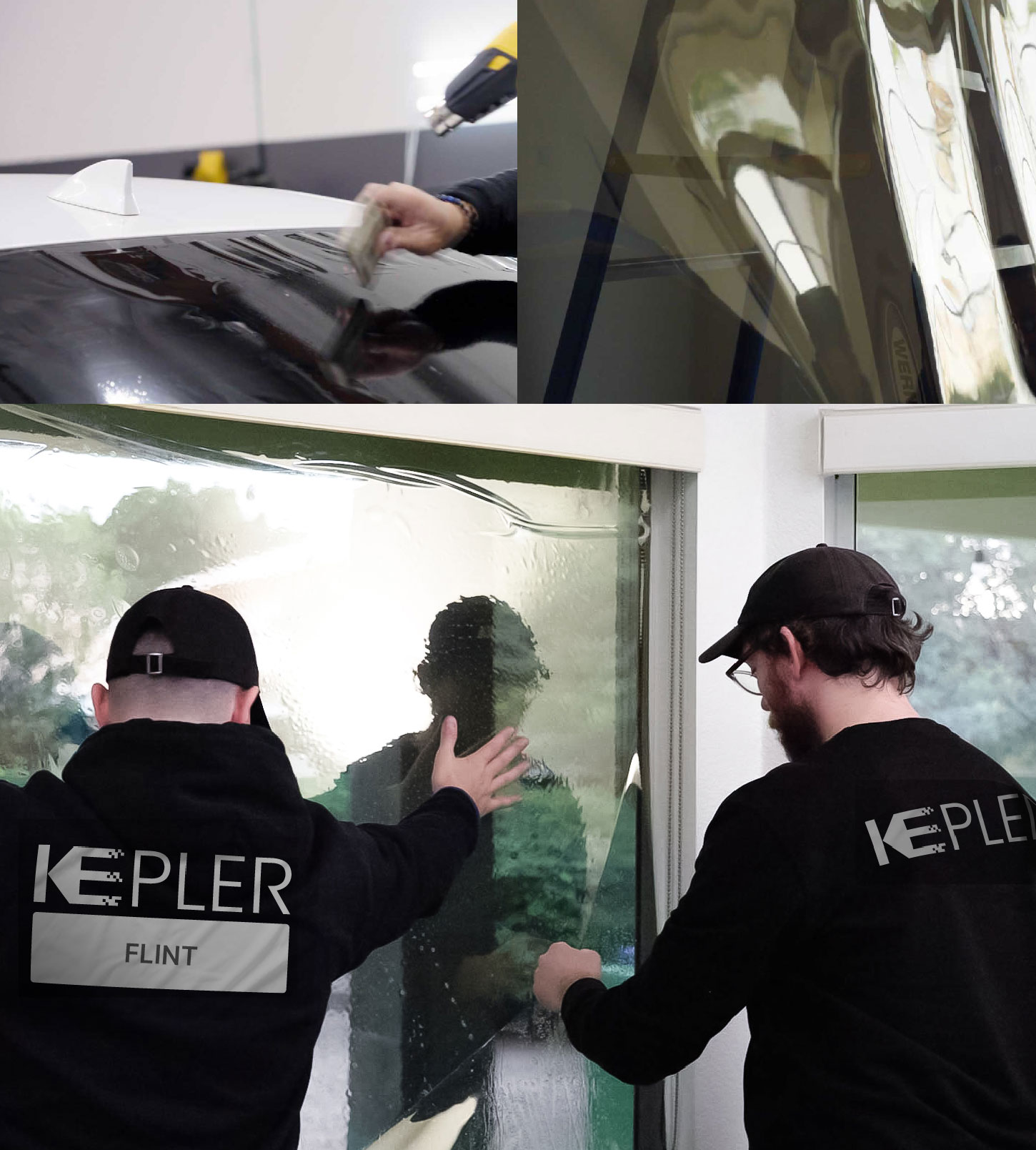 Kepler Technician Applying High-tech Window Tint to Home in Flint