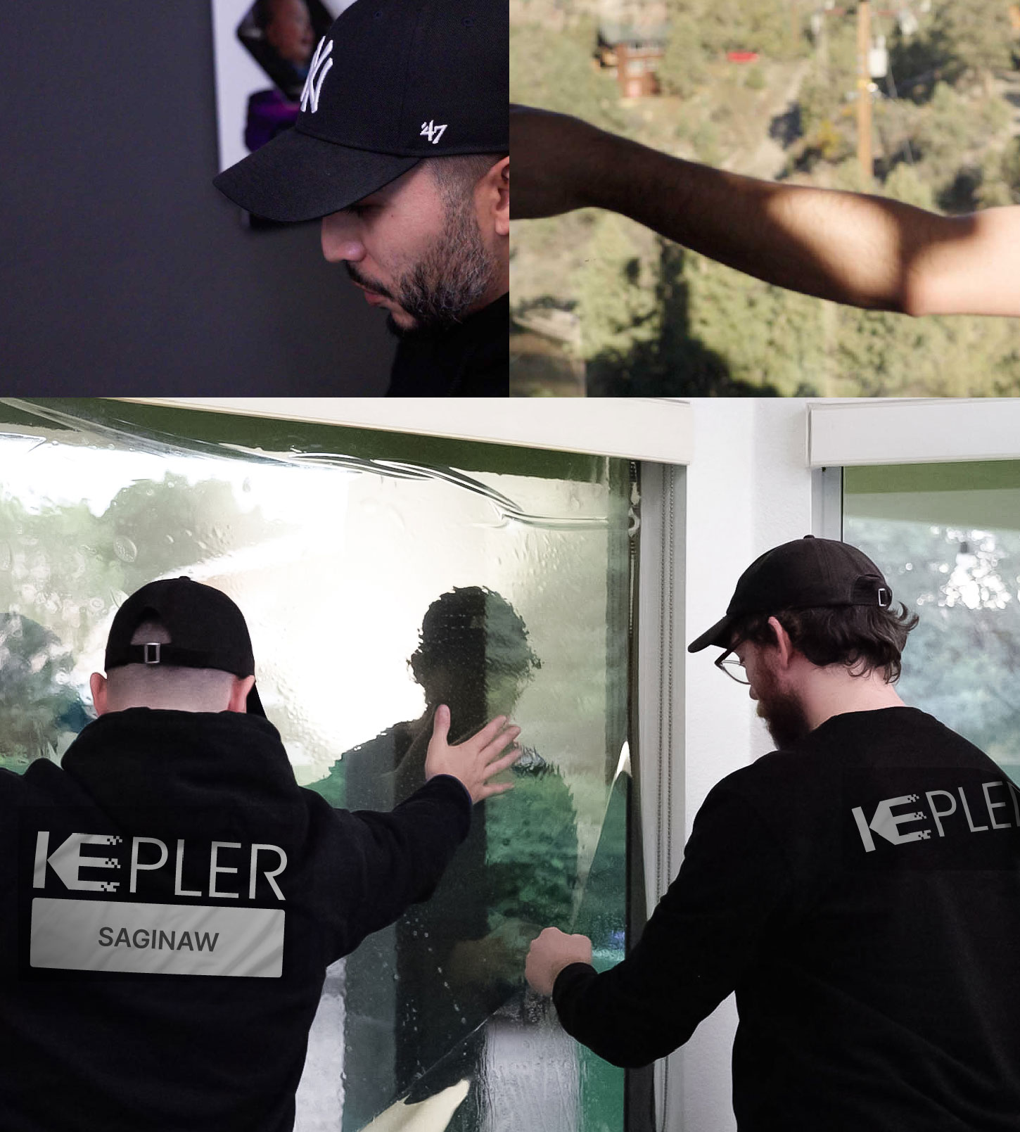 Kepler Technician Fitting High-tech Window Tint to Home in Saginaw