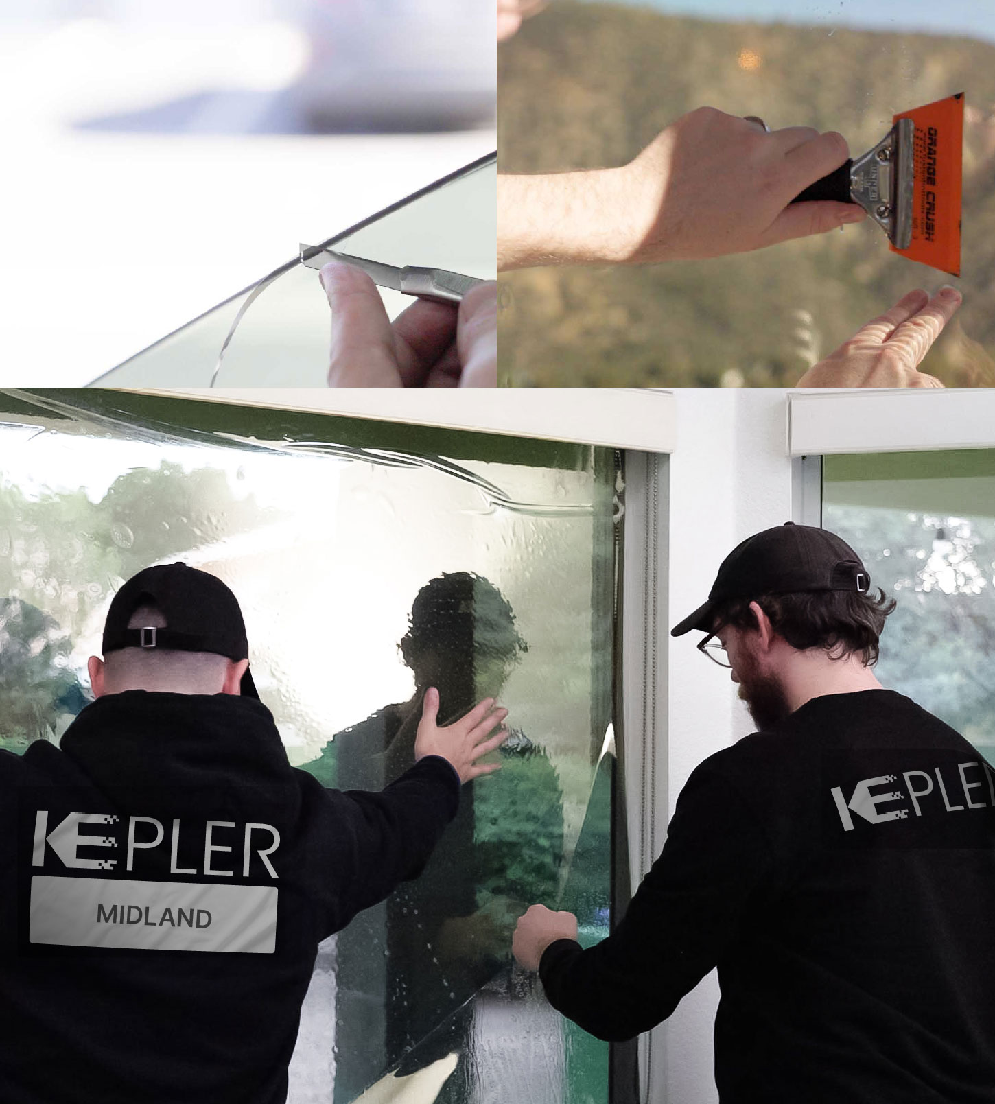 Expert Technician Applying High-tech Window Tint to Home in Midland