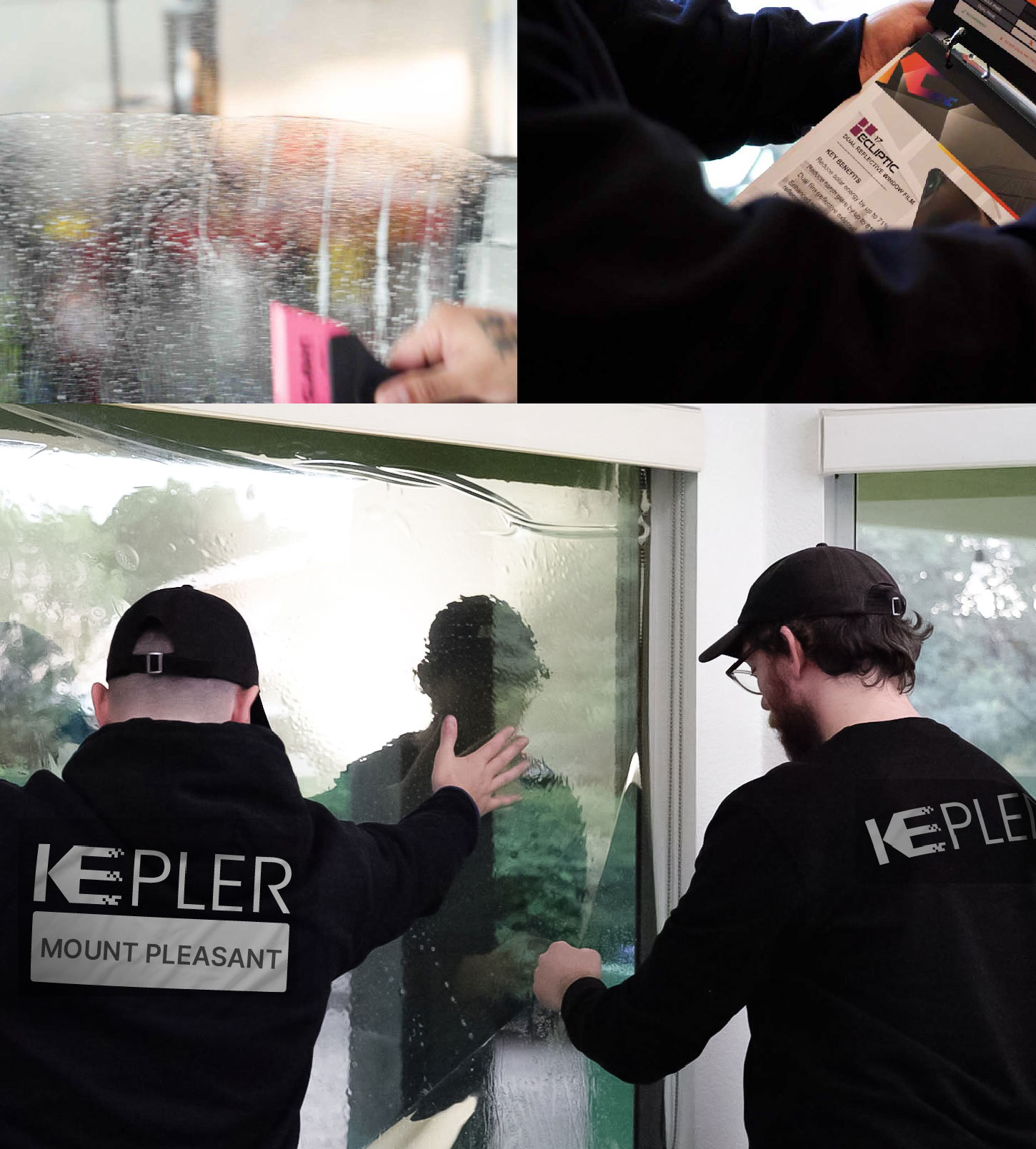Expert Technician Applying Advanced Window Tint to Home in Mount Pleasant
