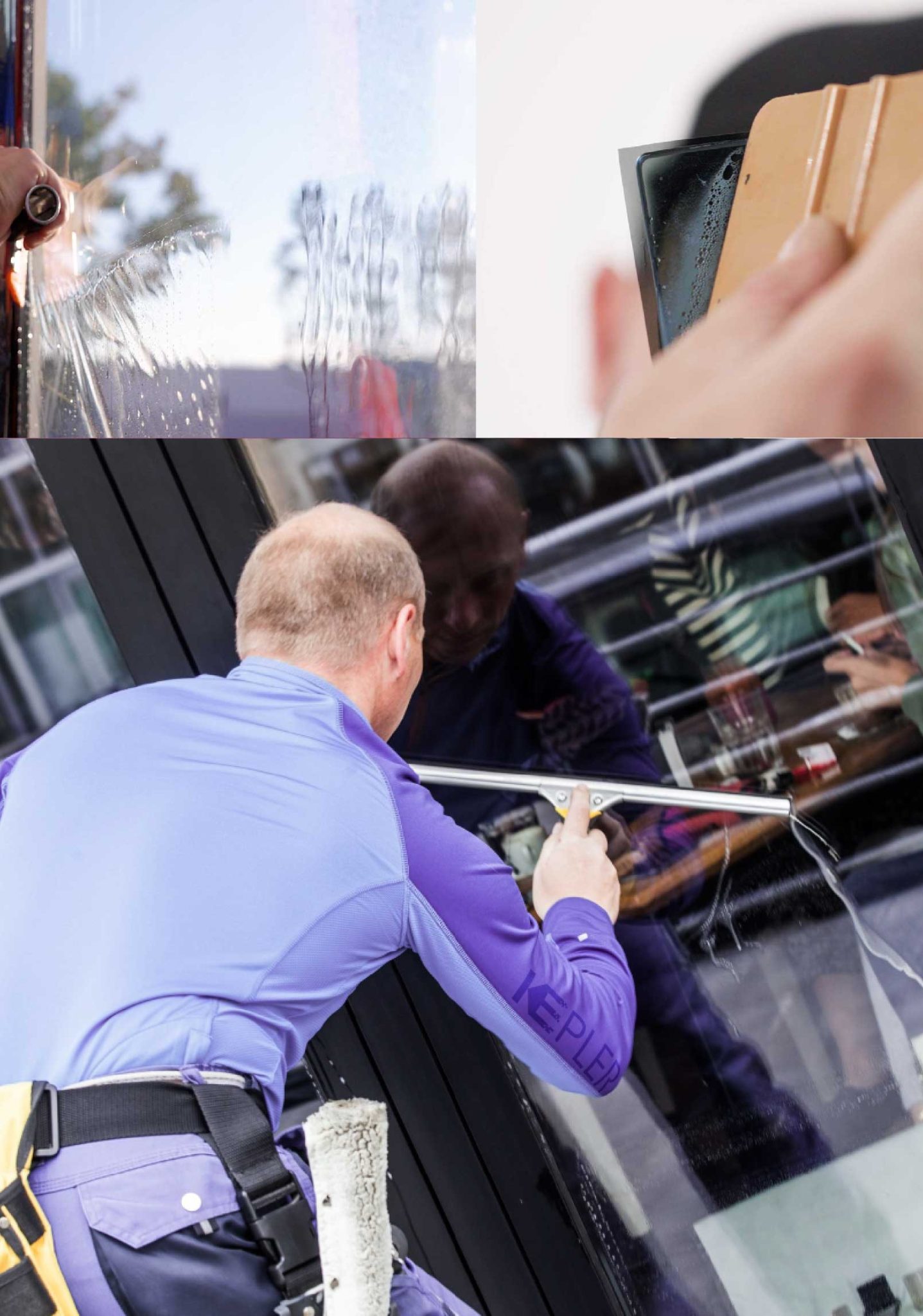Kepler Skilled Applying Anti-Graffiti Window Film to a Cedar Park Shop Front