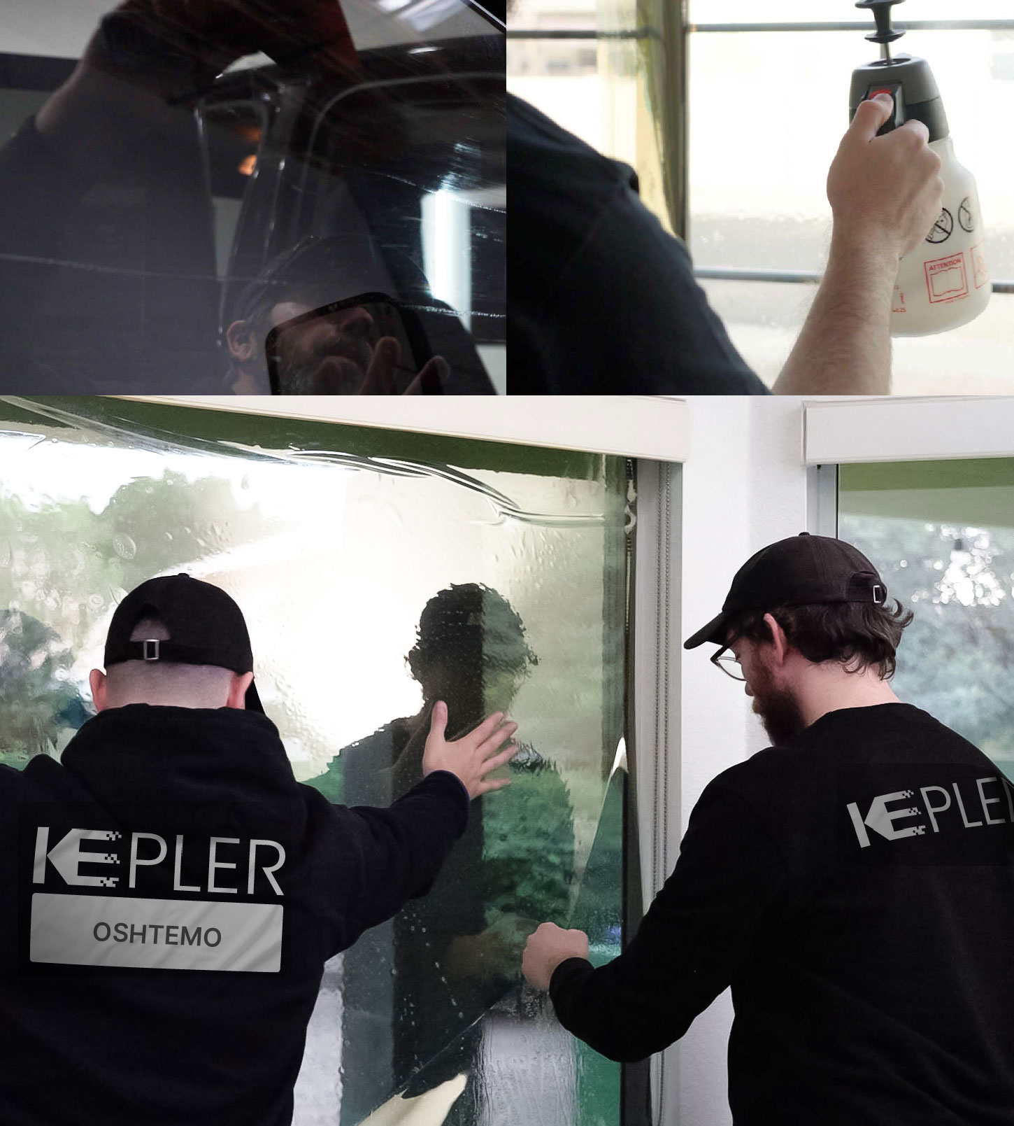 Kepler Technician Installing High-tech Window Tint to Home in Oshtemo