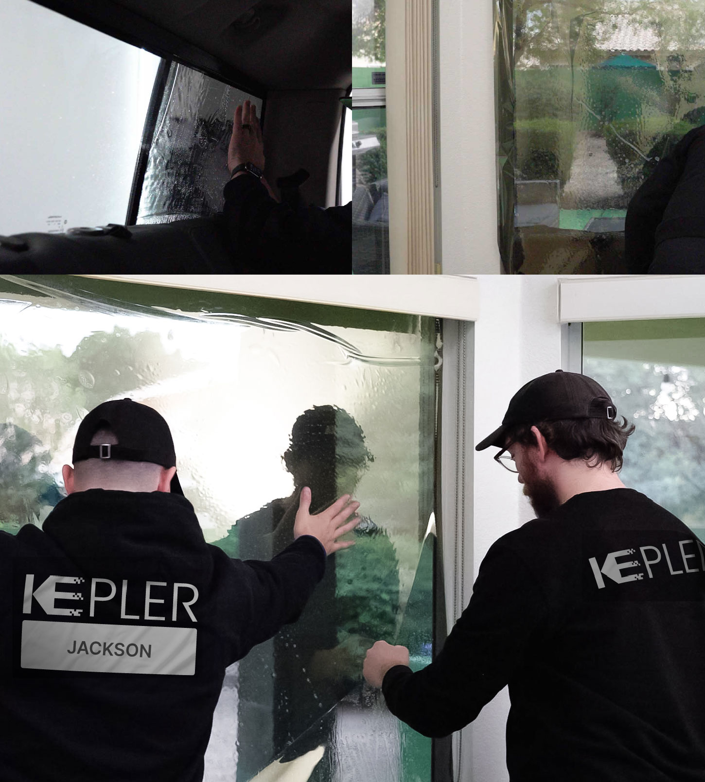 Kepler Technician Installing High-tech Window Tint to Home in Jackson
