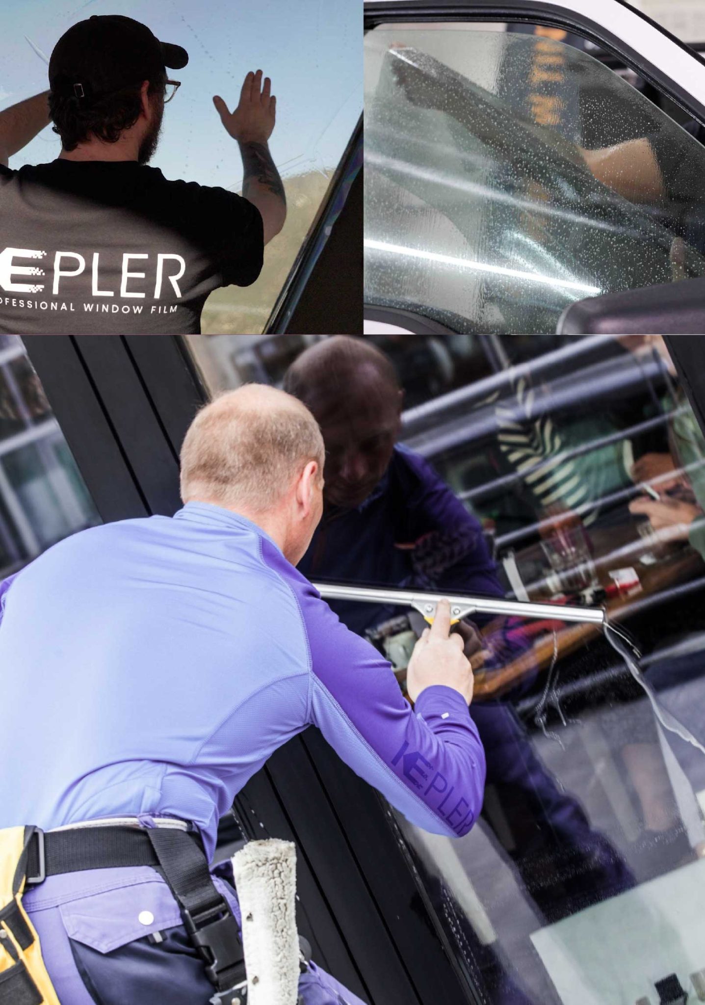 Kepler Skilled Applying Anti-Graffiti Window Film to a Hutto Shop Front