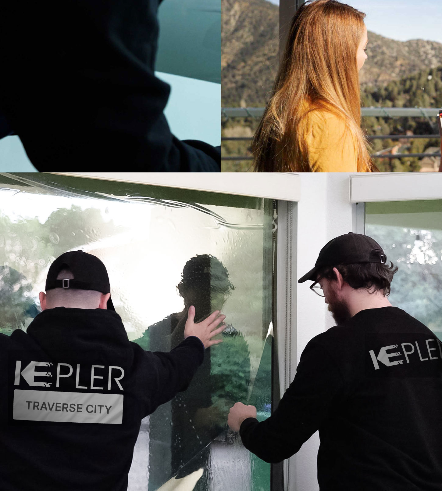 Expert Technician Fitting Ceramic Window Tint to Home in Traverse City