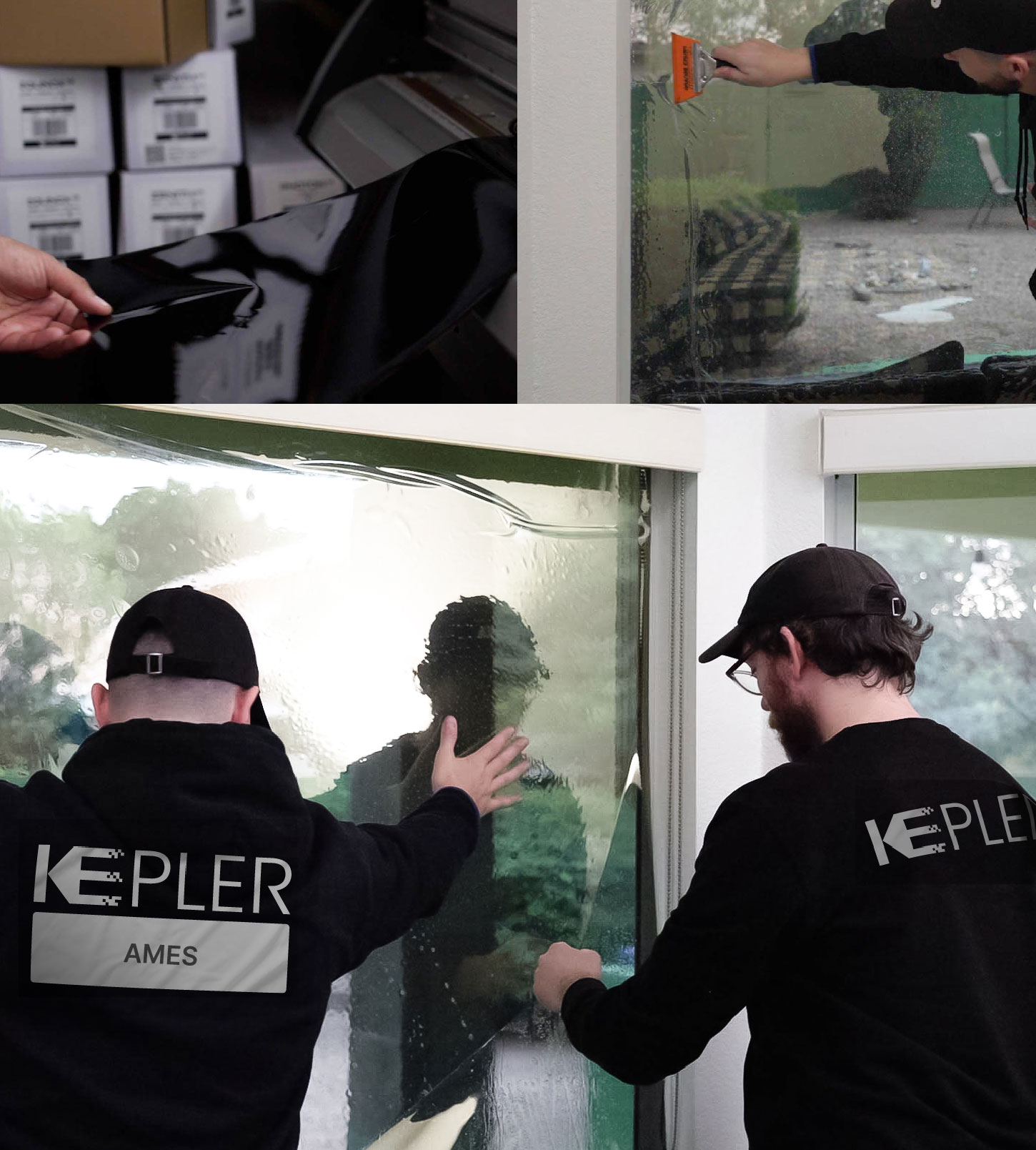 Kepler Technician Applying Advanced Window Tint to Home in Ames
