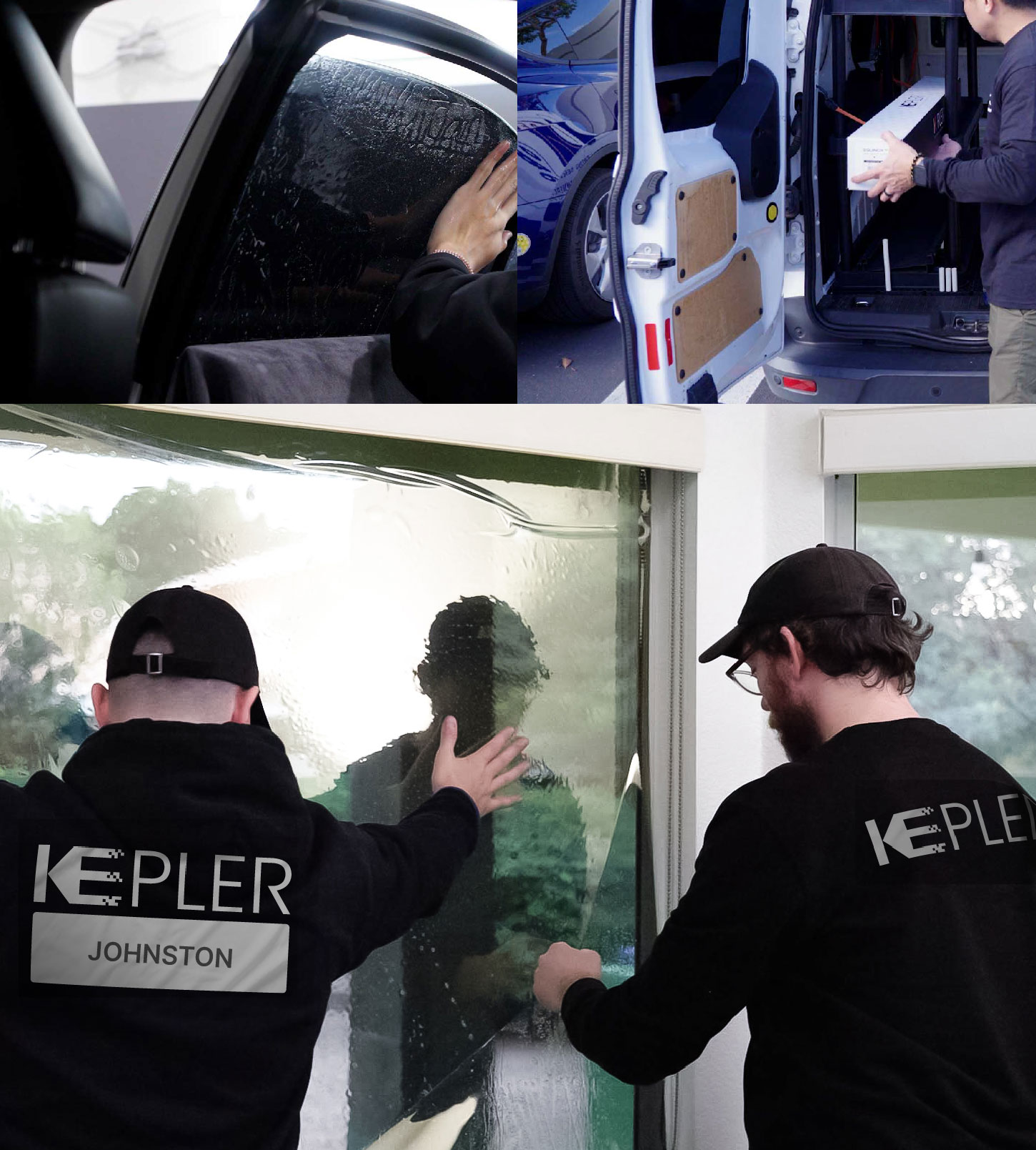 Kepler Technician Applying High-tech Window Tint to Home in Johnston