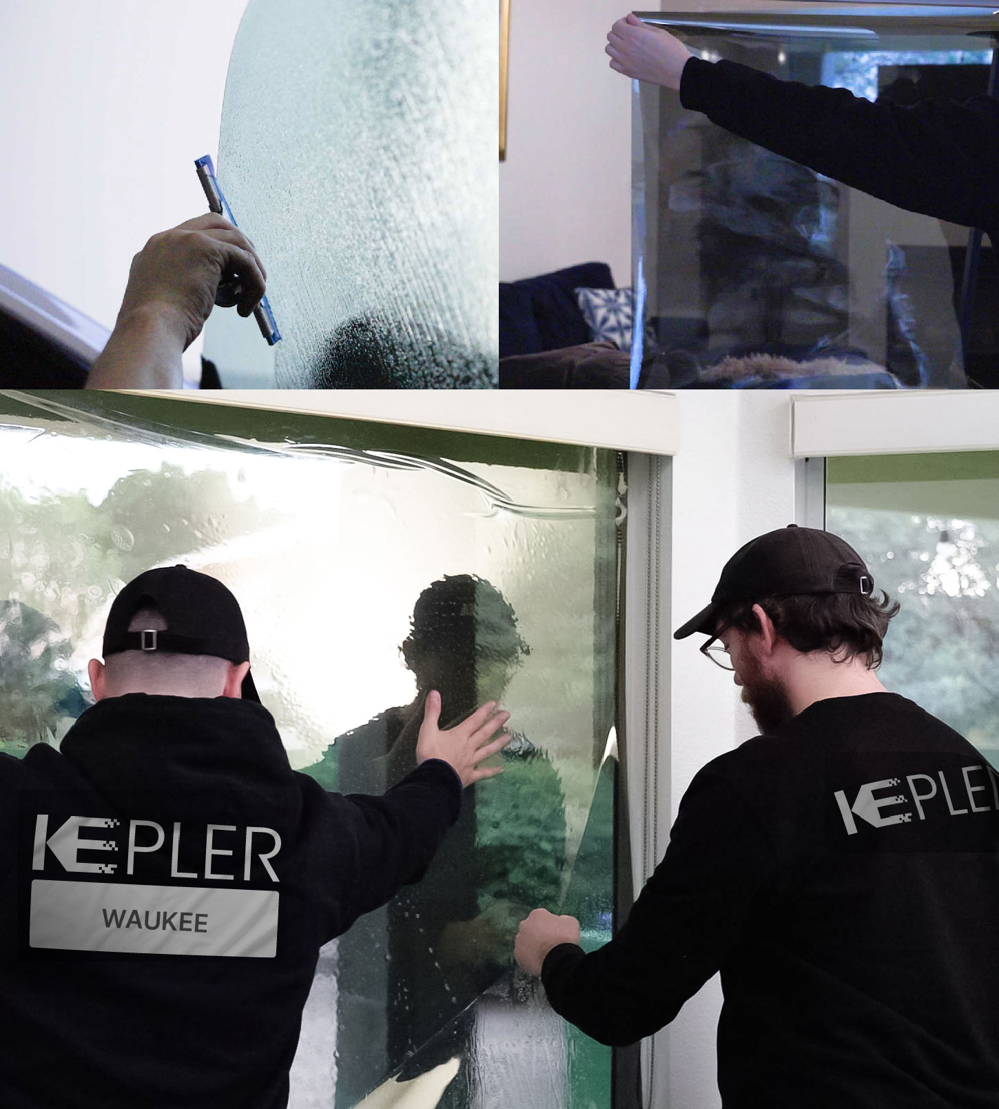 Expert Technician Fitting Advanced Window Tint to Home in Waukee