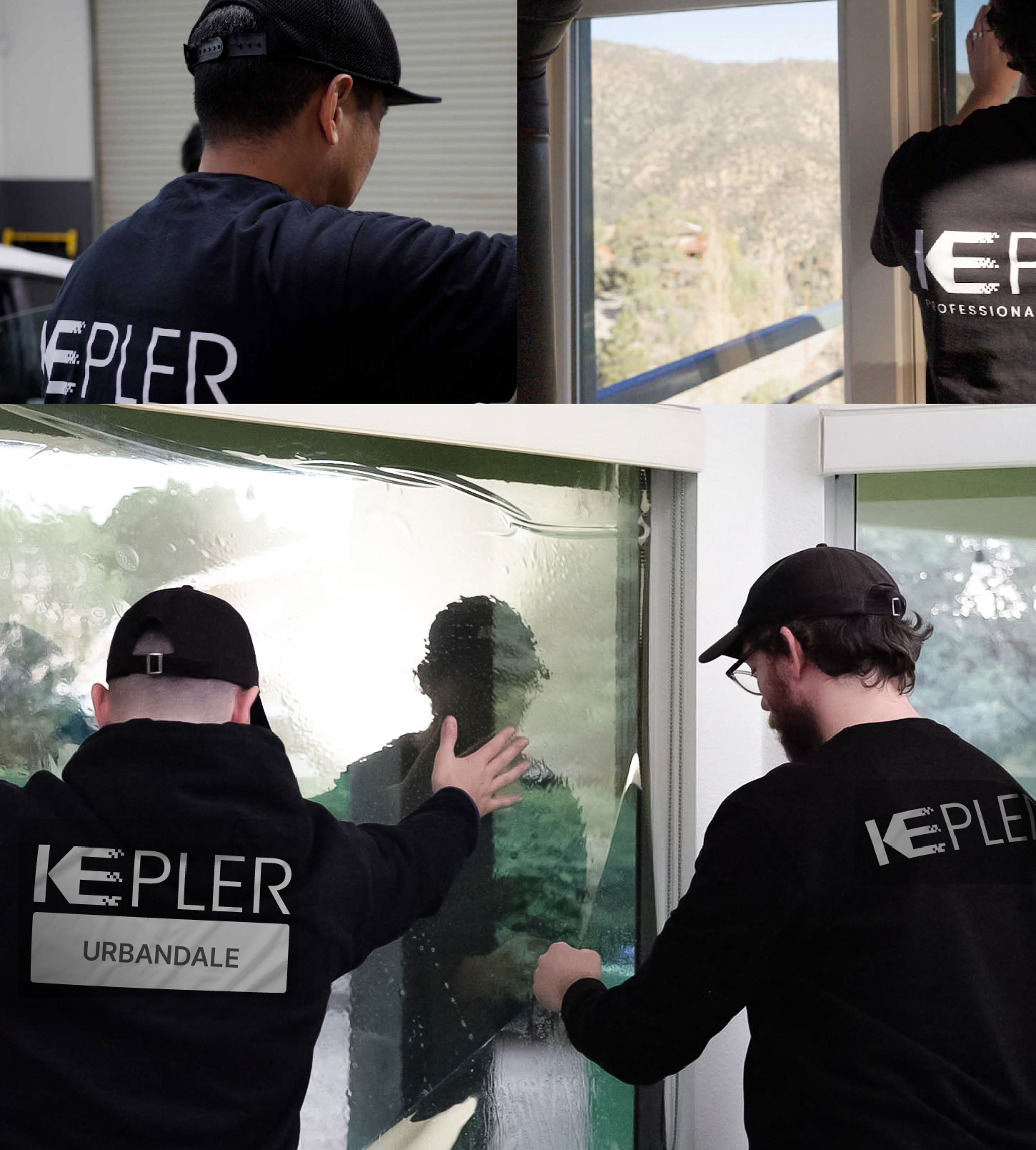 Expert Technician Fitting High-tech Window Tint to Home in Urbandale