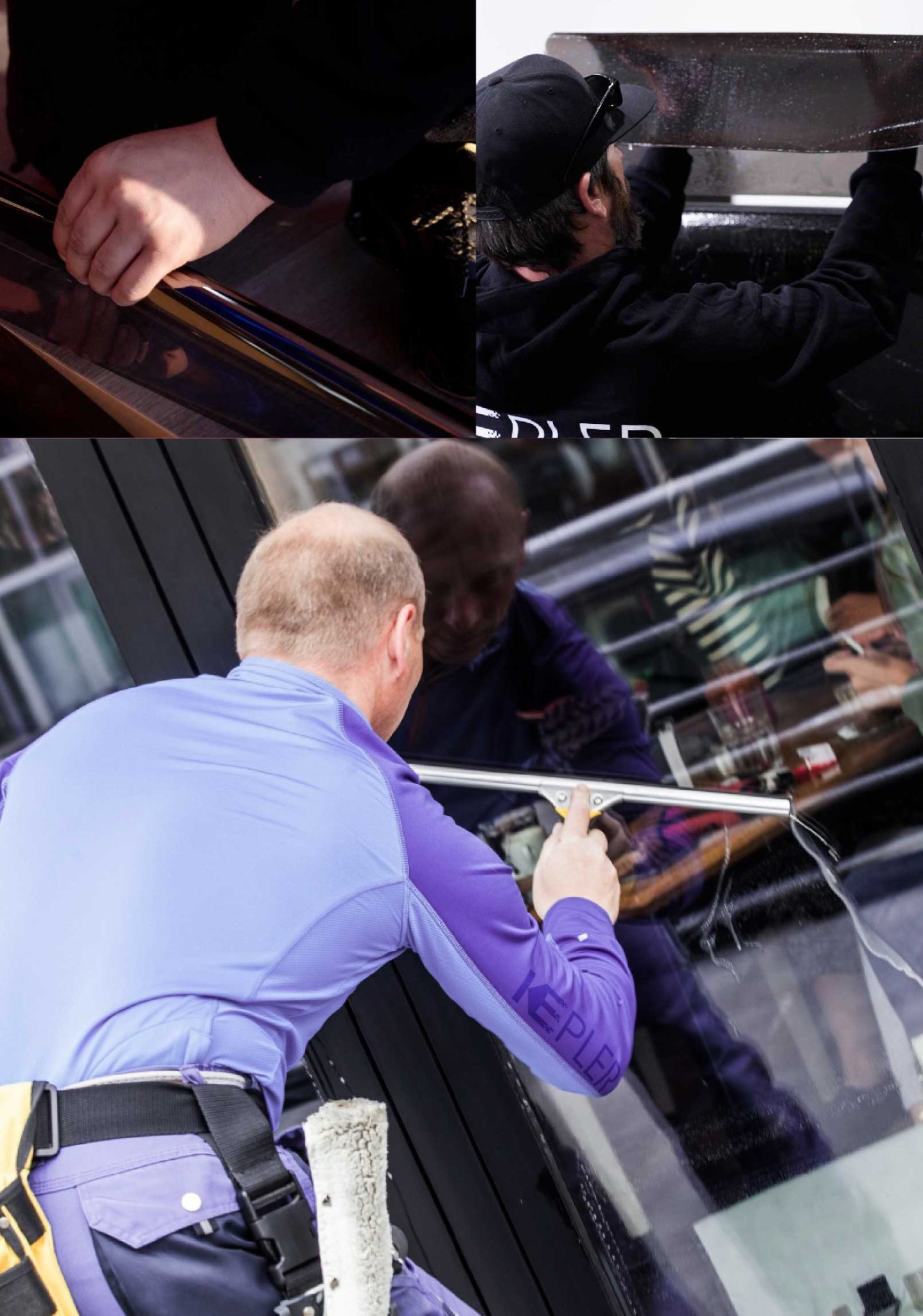 Kepler Expert Applying Anti-Graffiti Window Film to a Aurora Shop Front