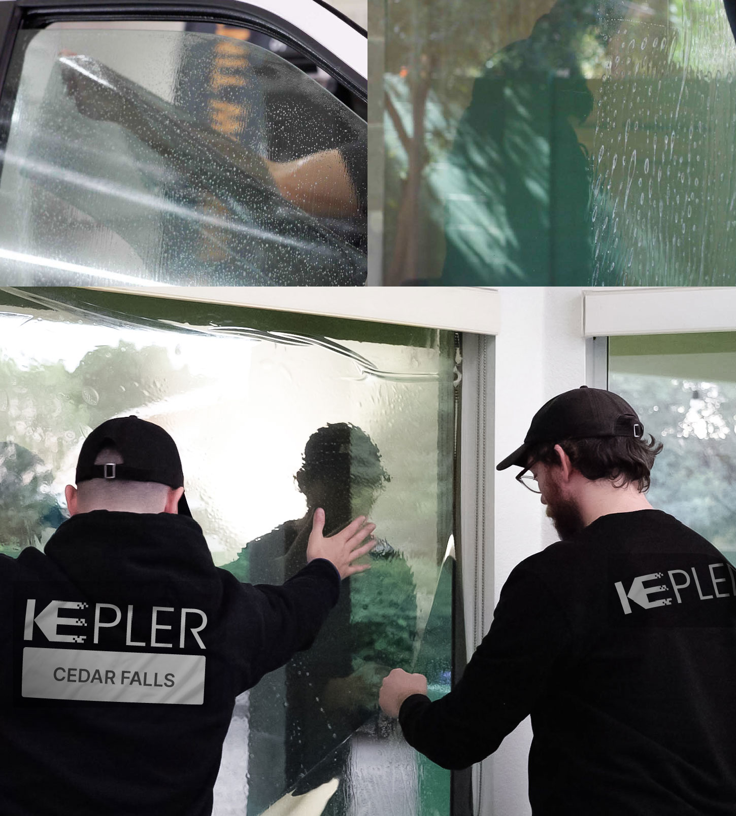 Expert Technician Fitting Ceramic Window Tint to Home in Cedar Falls