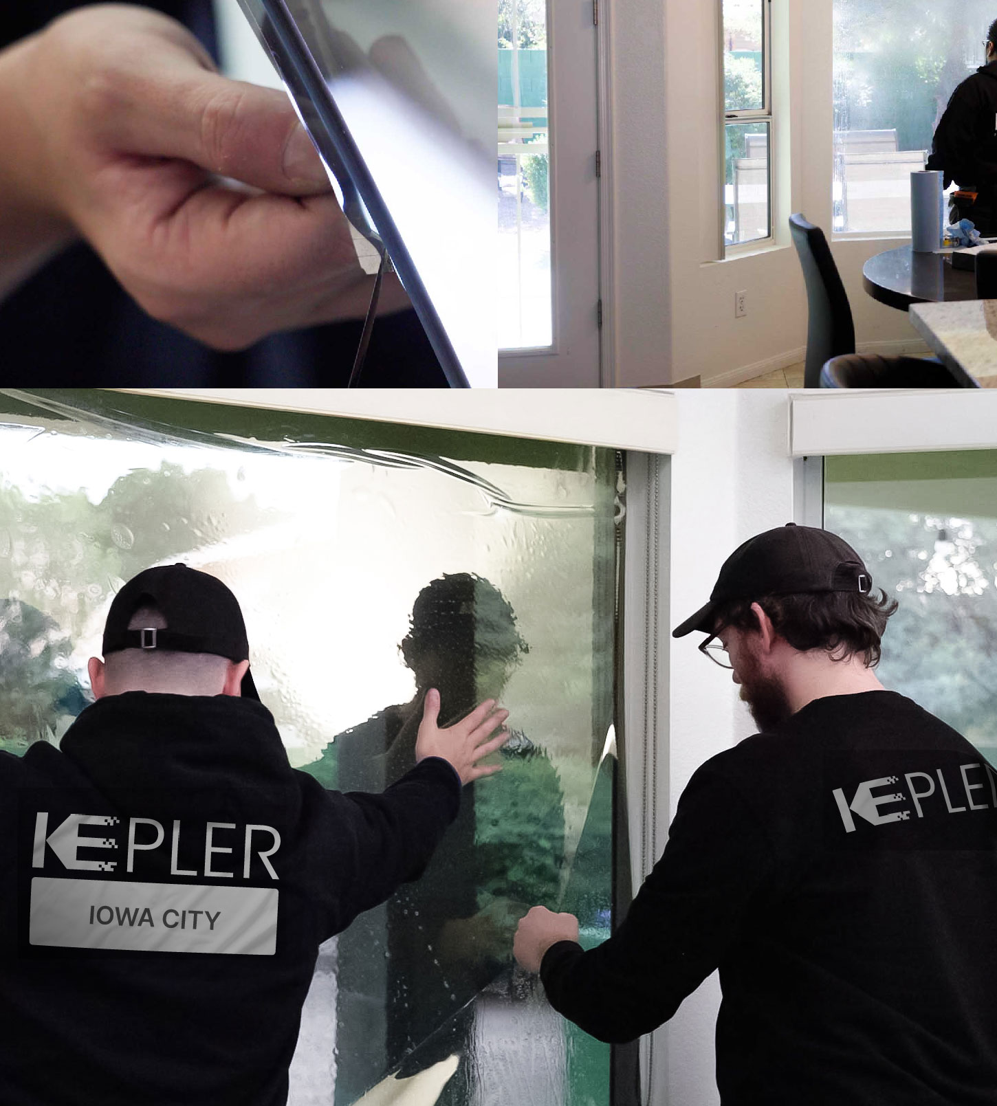 Expert Technician Fitting Ceramic Window Tint to Home in Iowa City