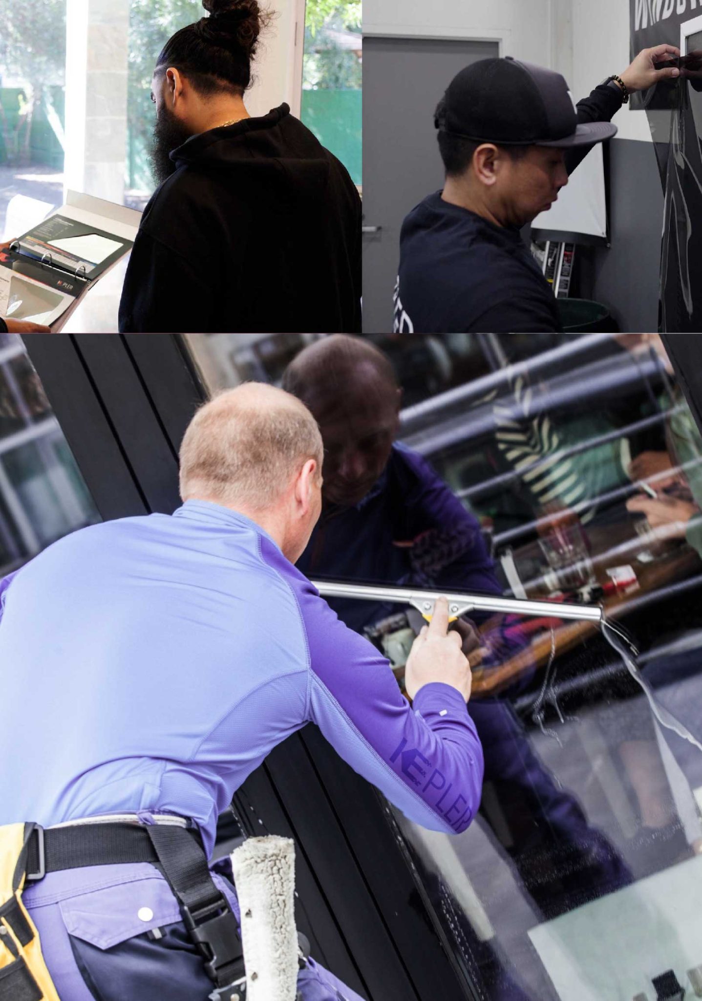 Kepler Skilled Applying Anti-Graffiti Window Film to a Parker Shop Front