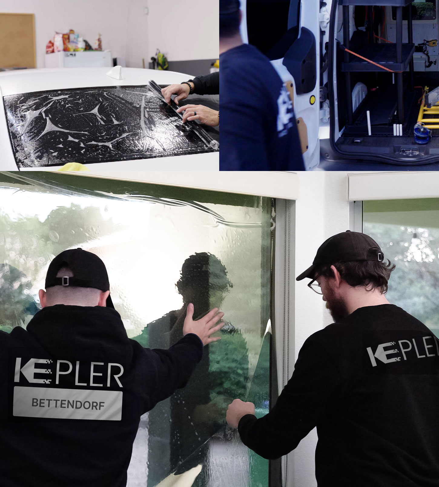 Kepler Technician Applying Advanced Window Tint to Home in Bettendorf