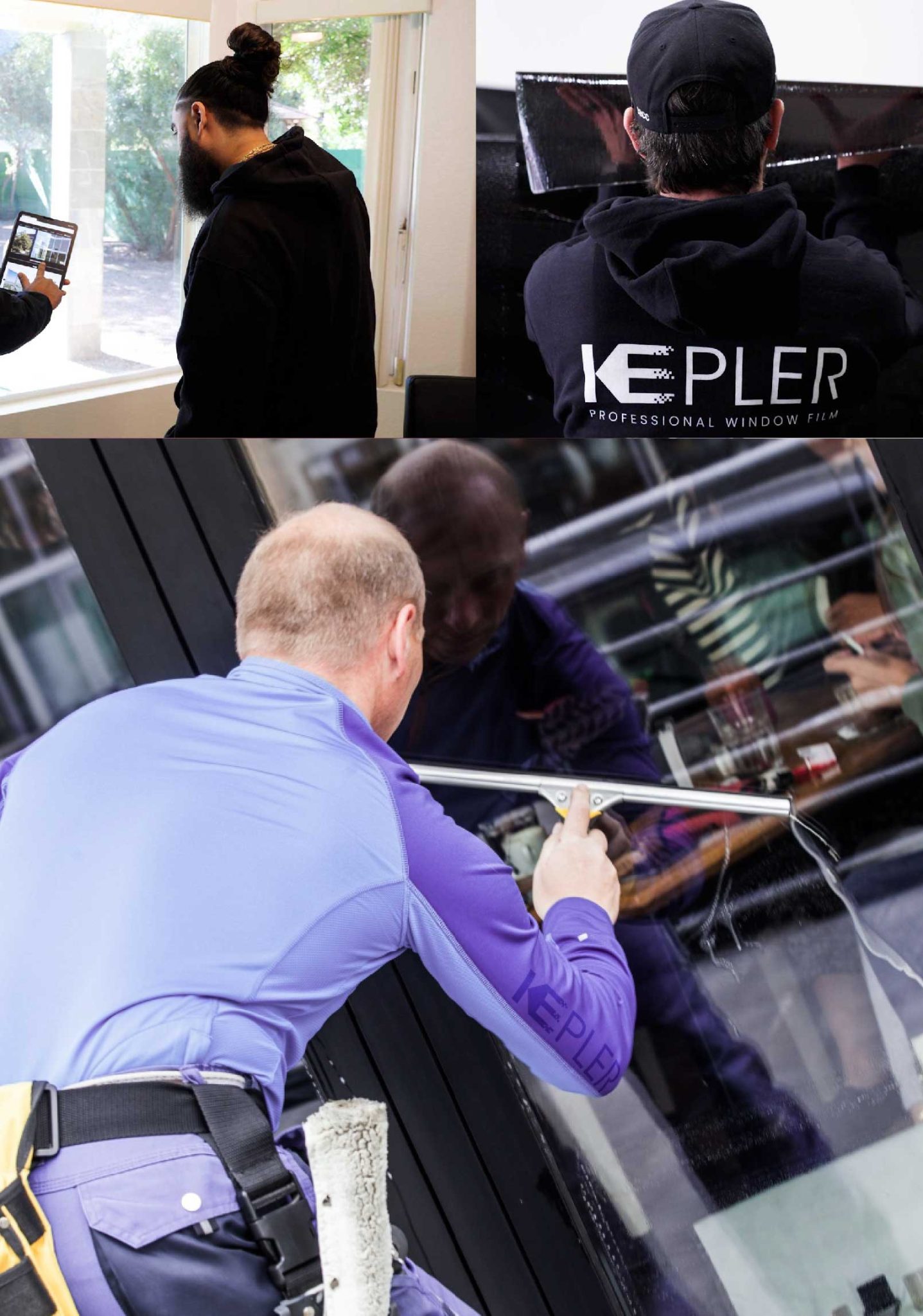 Kepler Expert Applying Anti-Graffiti Window Film to a Golden Shop Front