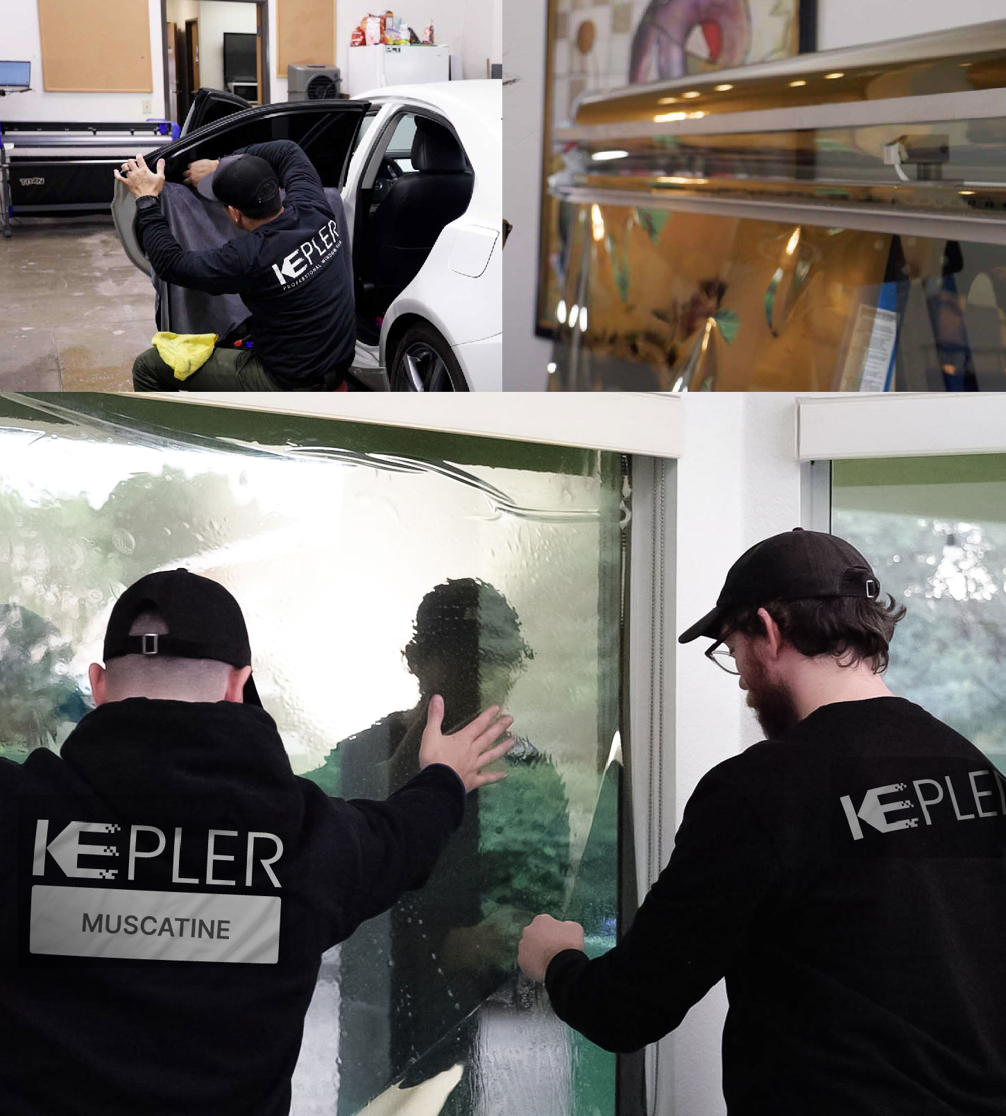 Kepler Technician Fitting Ceramic Window Tint to Home in Muscatine