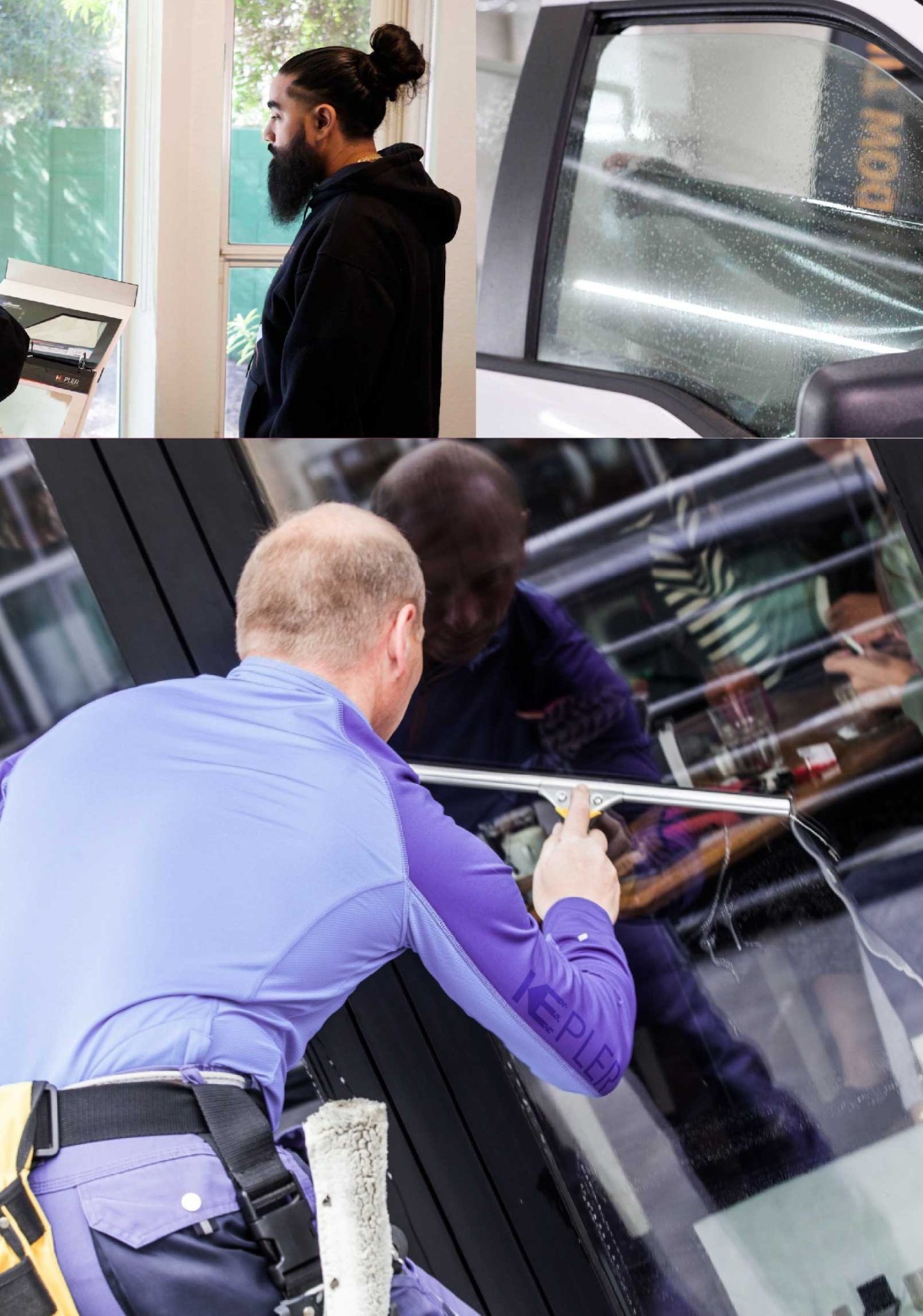 Kepler Skilled Applying Anti-Graffiti Window Film to a Evans Shop Front