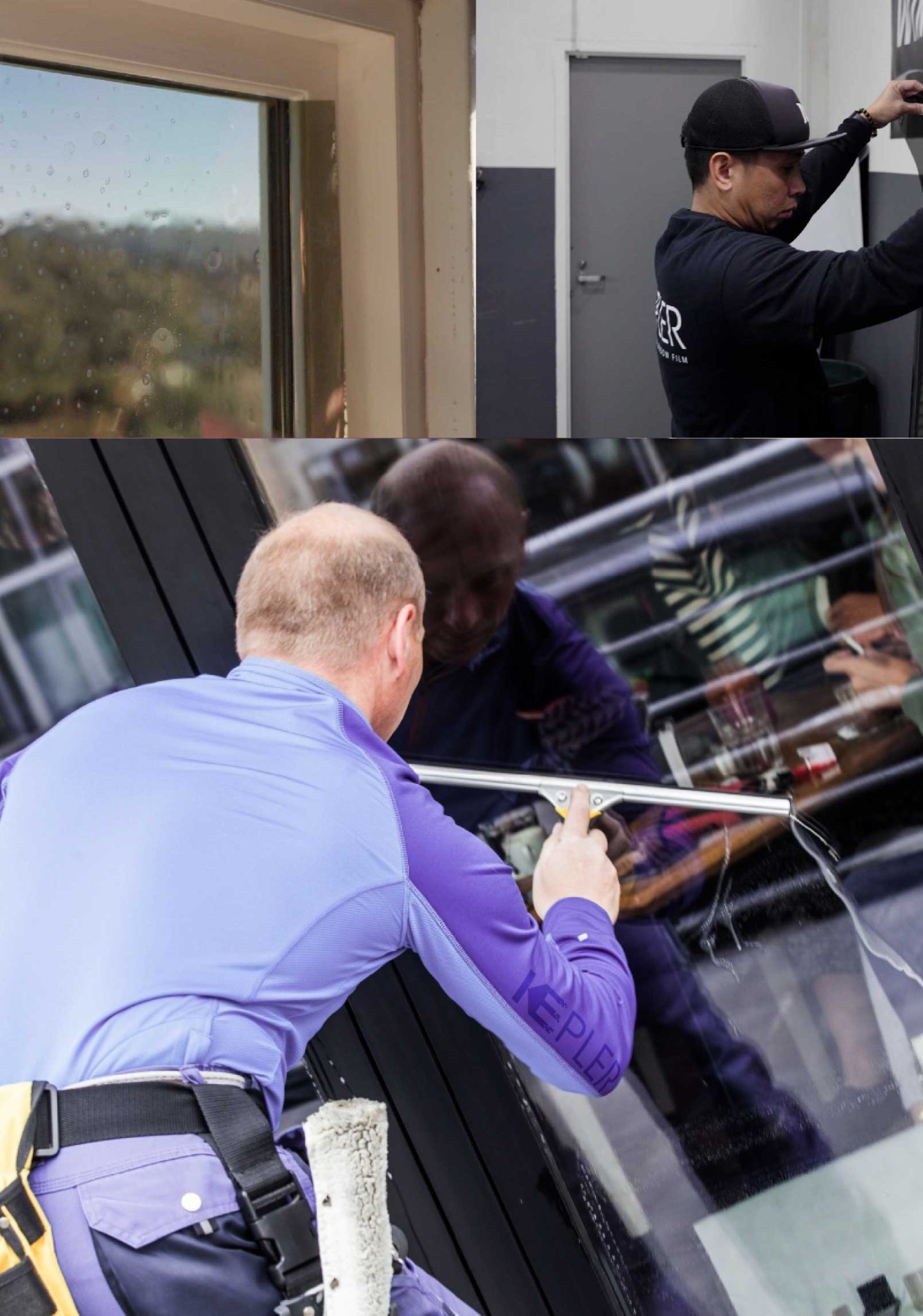 Kepler Skilled Applying Anti-Graffiti Window Film to a Greeley Shop Front