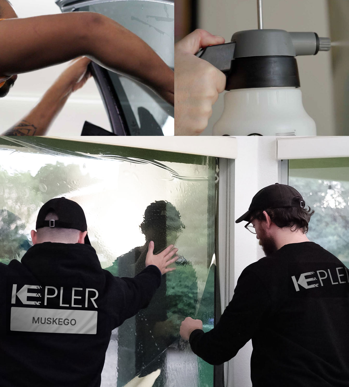 Kepler Technician Installing Ceramic Window Tint to Home in Muskego