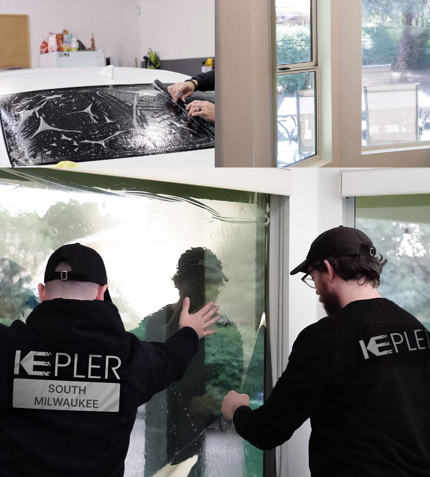 Kepler Technician Installing Ceramic Window Tint to Home in South Milwaukee