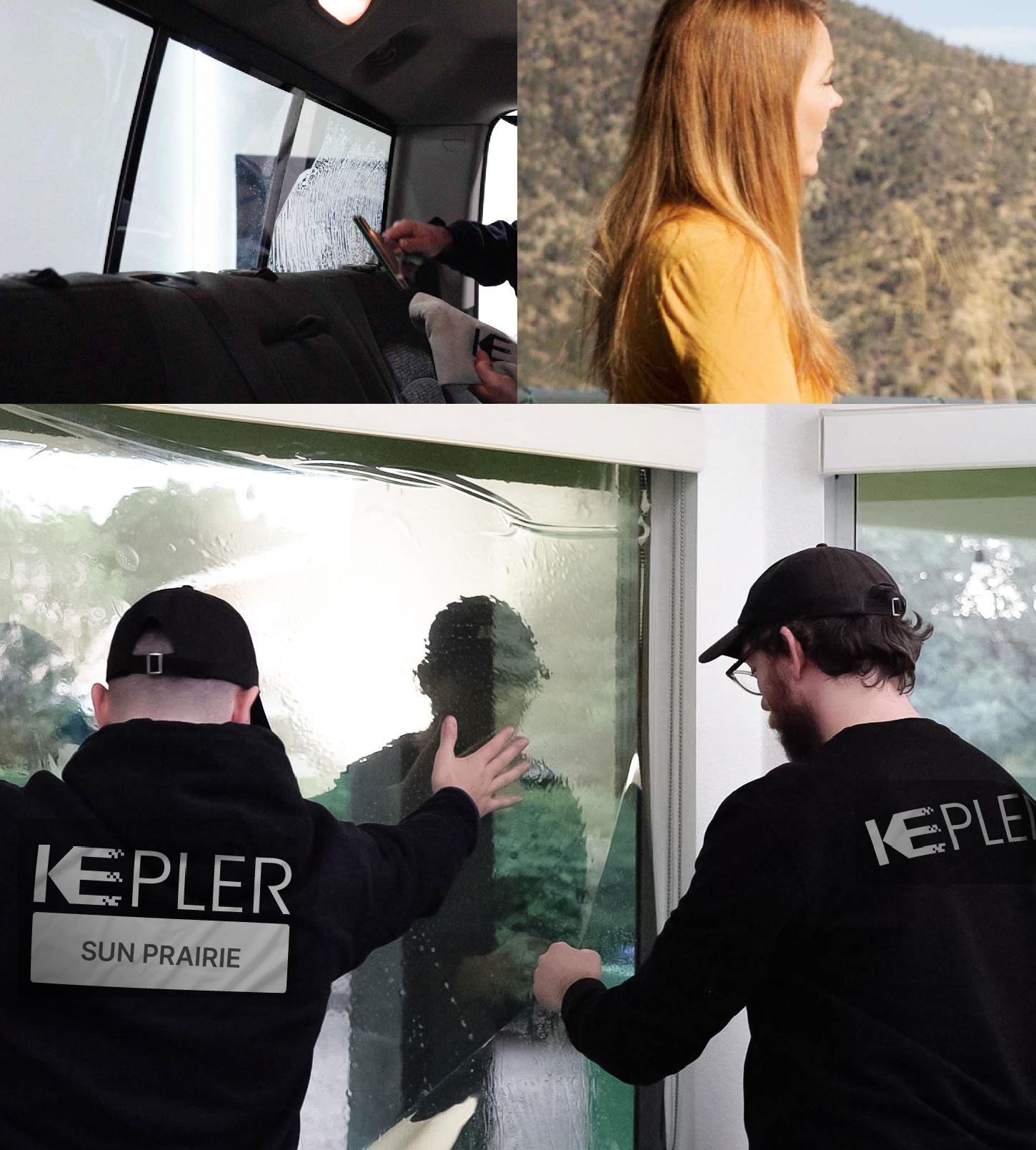 Expert Technician Applying Ceramic Window Tint to Home in Sun Prairie