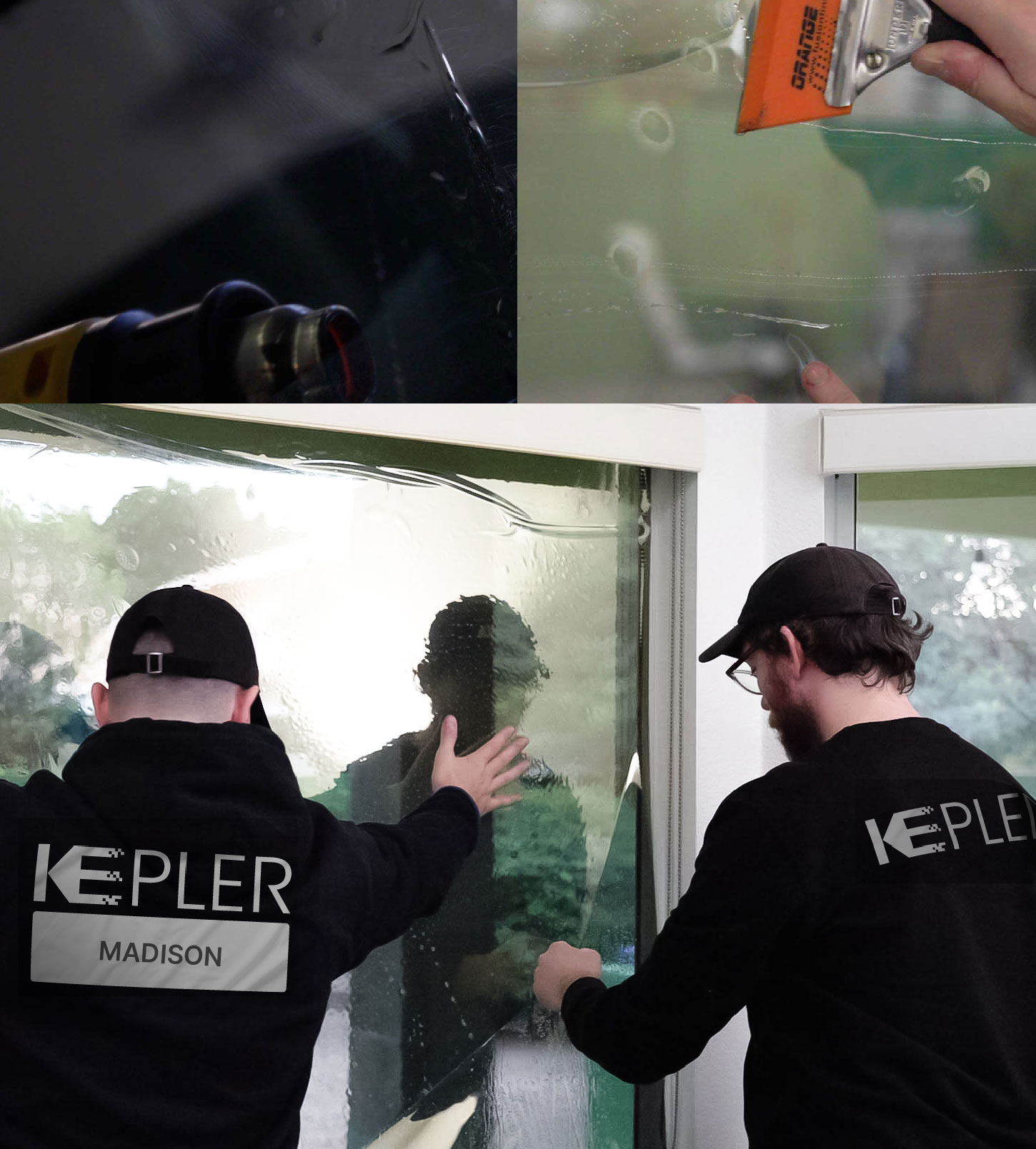 Expert Technician Installing High-tech Window Tint to Home in Madison