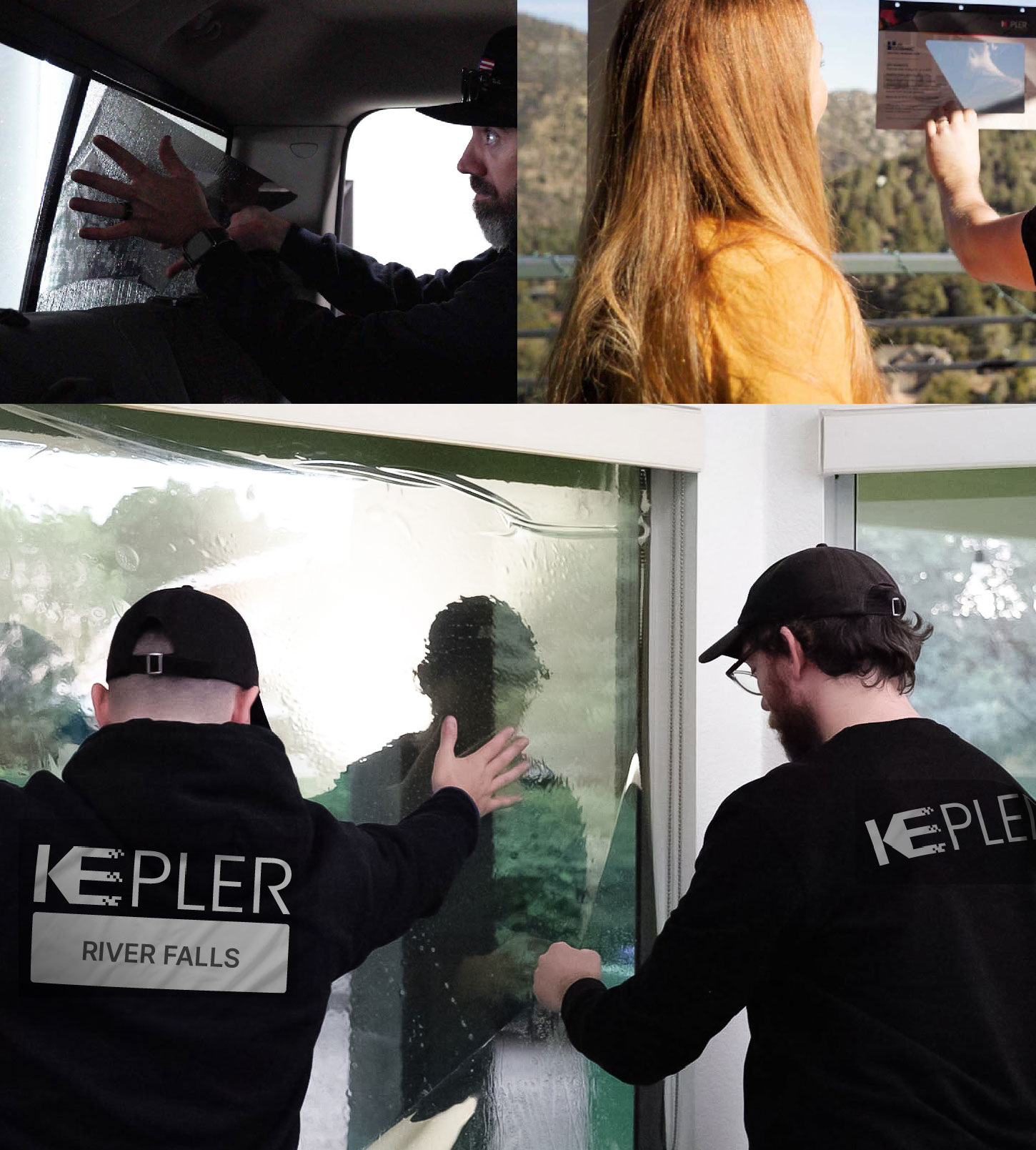 Kepler Technician Installing Advanced Window Tint to Home in River Falls