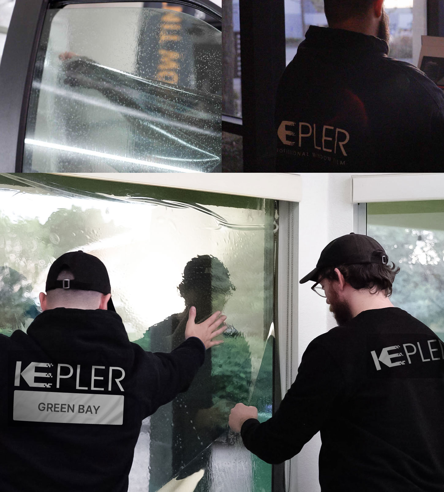 Expert Technician Installing Advanced Window Tint to Home in Green Bay