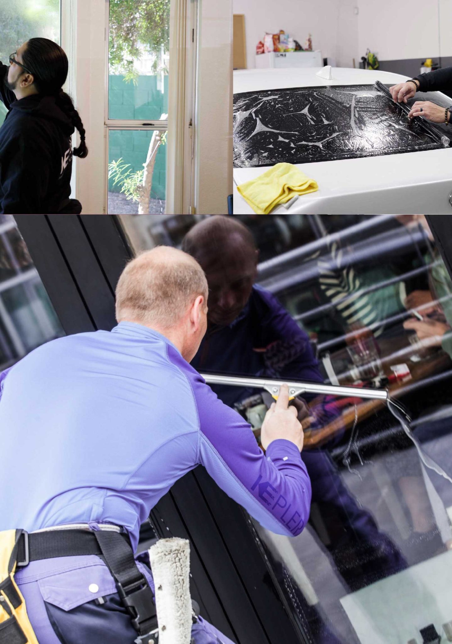 Kepler Expert Applying Anti-Graffiti Window Film to a Eagle Mountain Shop Front