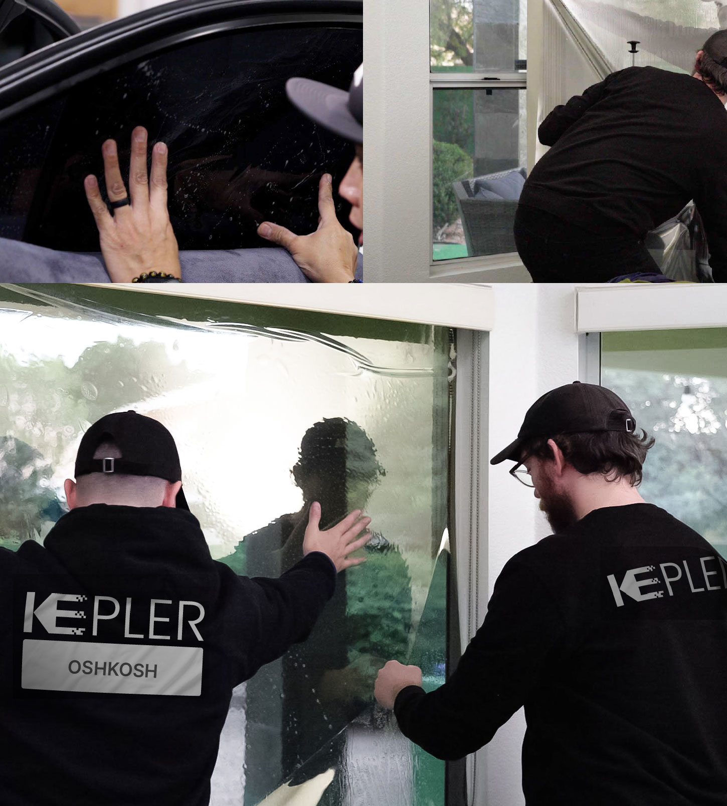 Kepler Technician Fitting Ceramic Window Tint to Home in Oshkosh