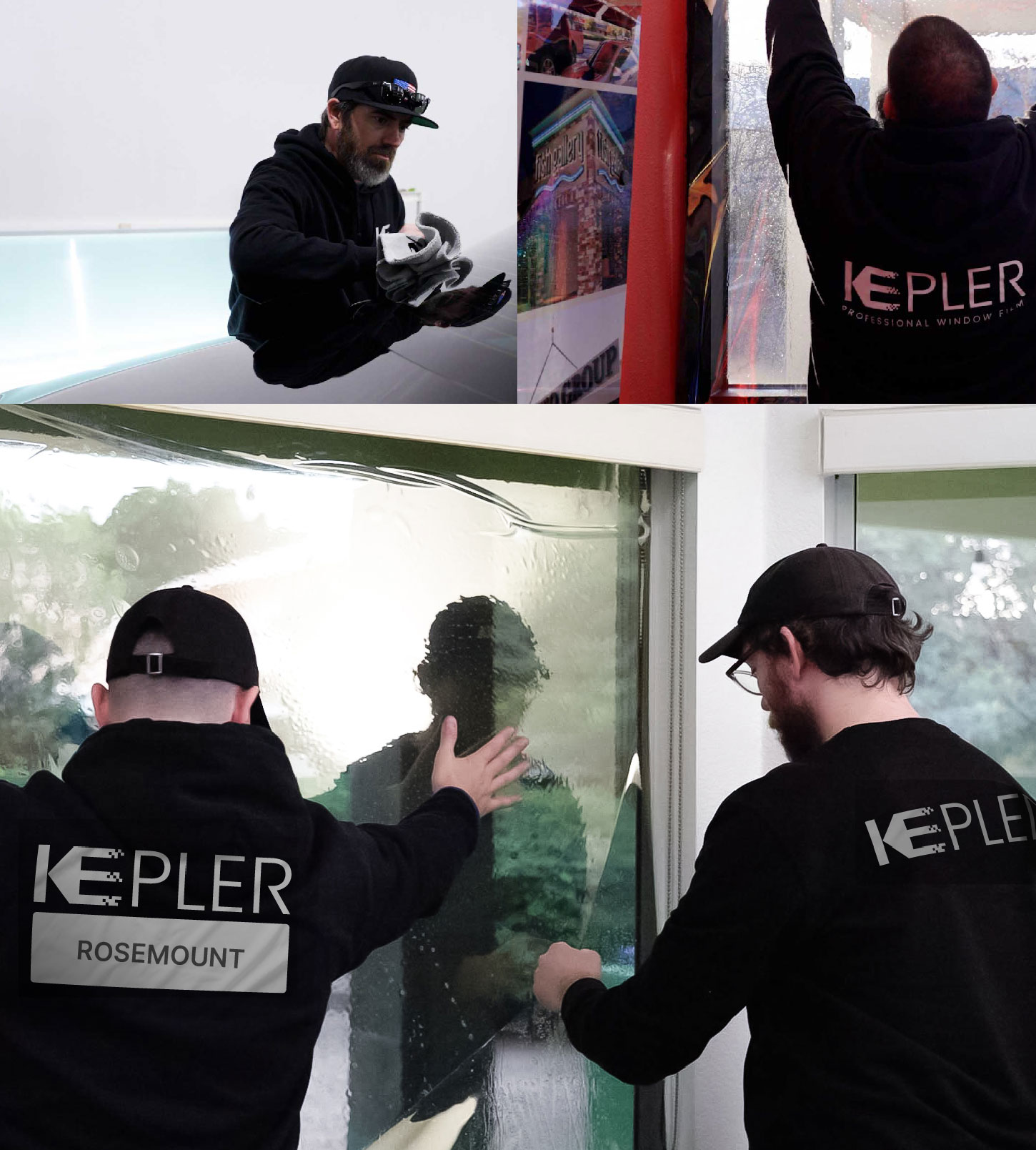 Kepler Technician Applying High-tech Window Tint to Home in Rosemount
