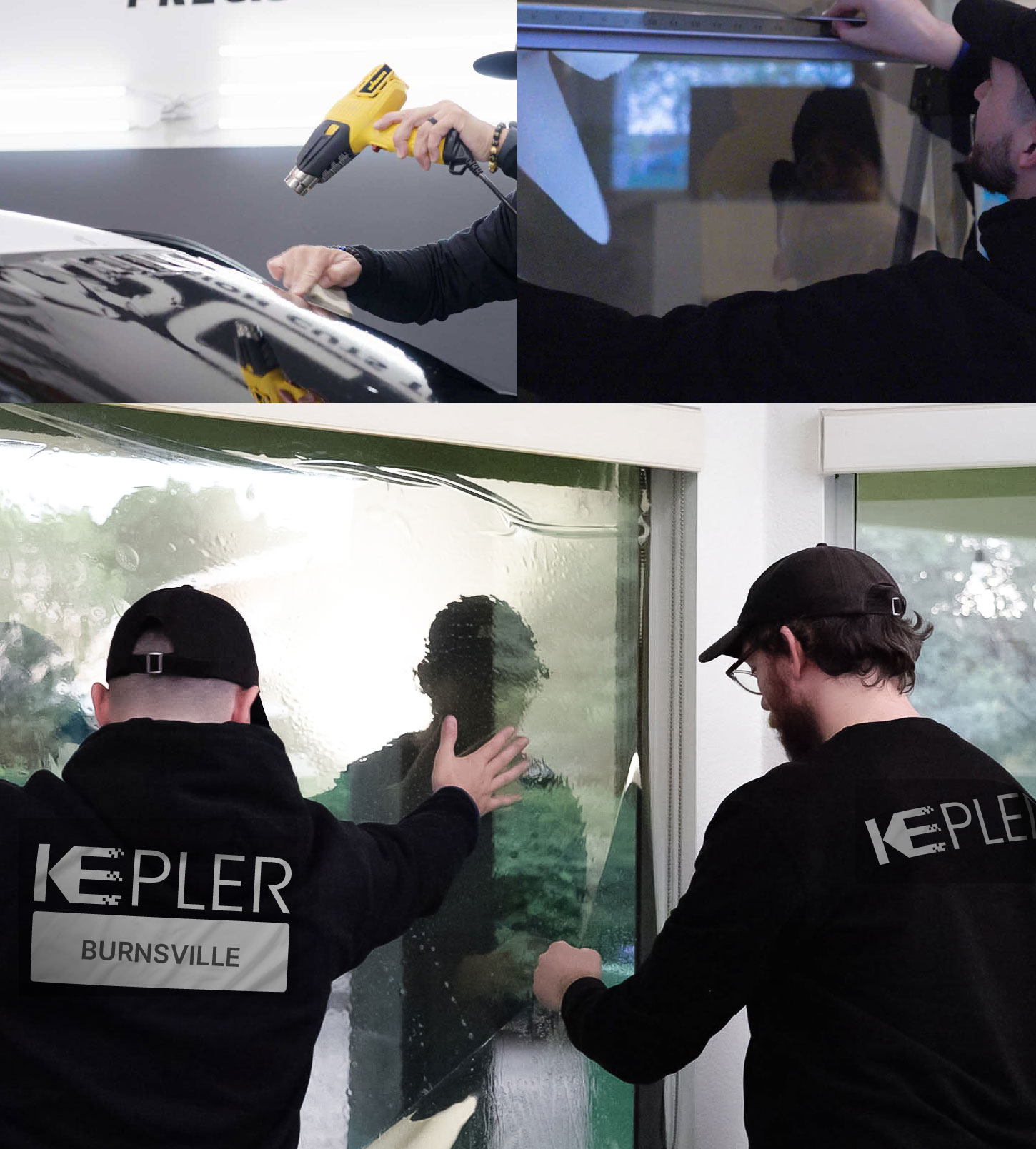 Kepler Technician Fitting Advanced Window Tint to Home in Burnsville