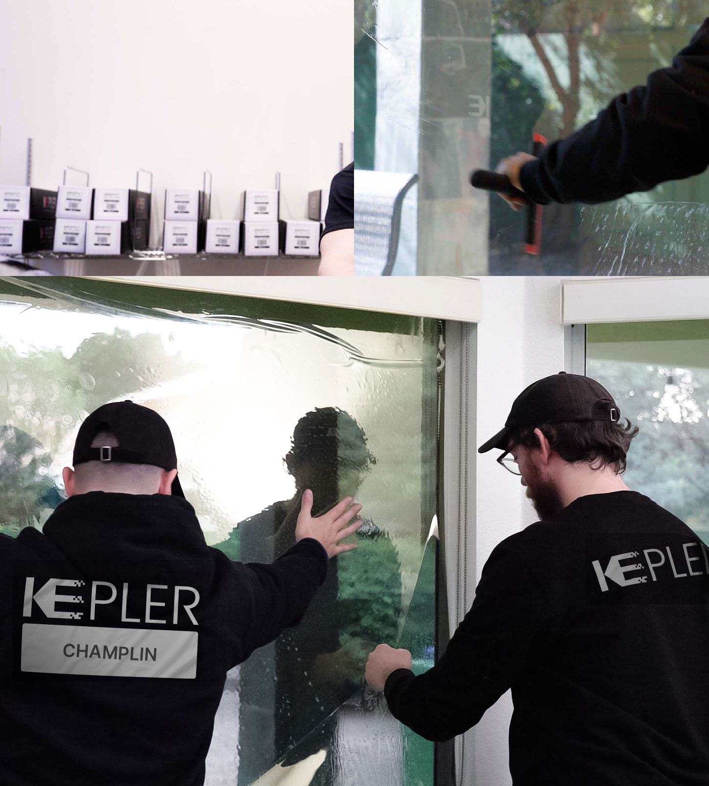 Expert Technician Applying Advanced Window Tint to Home in Champlin