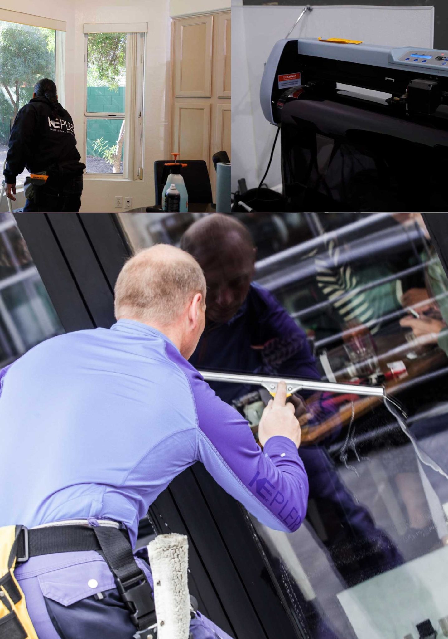 Kepler Expert Applying Anti-Graffiti Window Film to a Ogden Shop Front