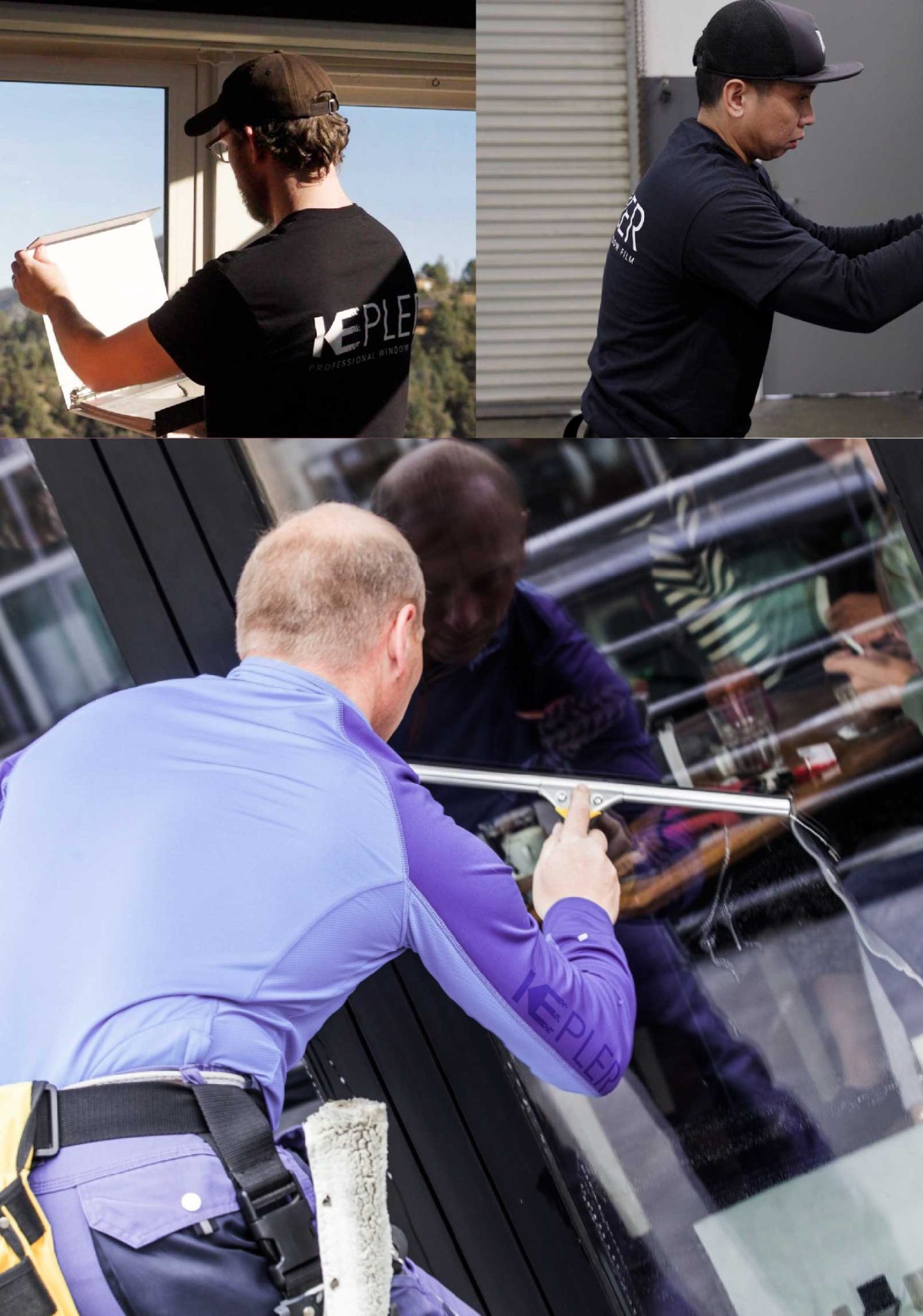 Kepler Skilled Applying Anti-Graffiti Window Film to a Hurricane Shop Front