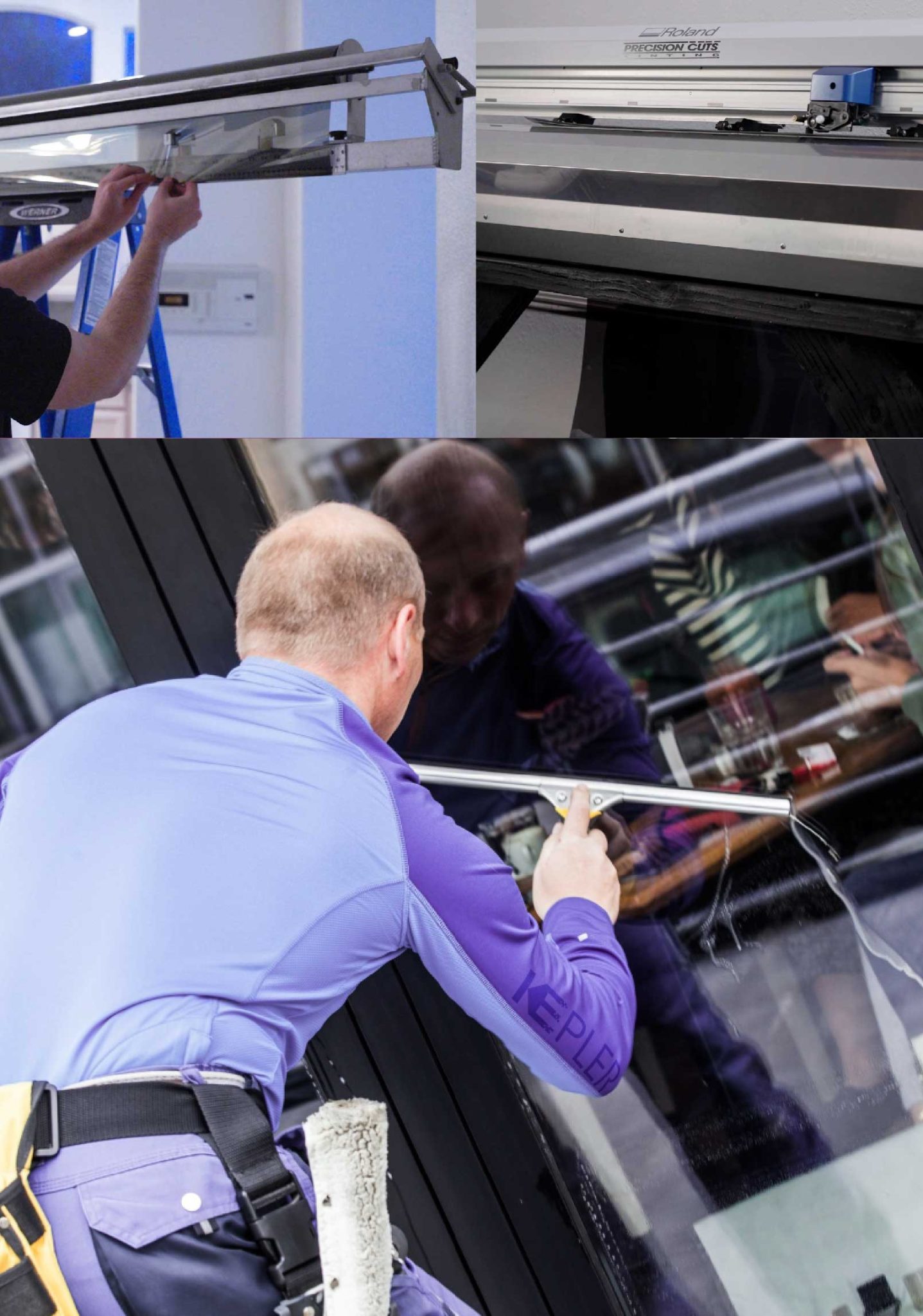 Kepler Expert Applying Anti-Graffiti Window Film to a Florence Shop Front