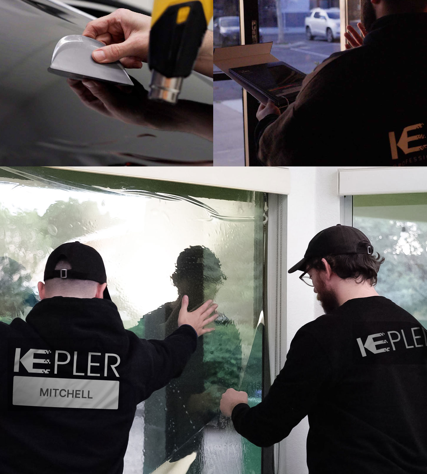 Kepler Technician Applying Ceramic Window Tint to Home in Mitchell