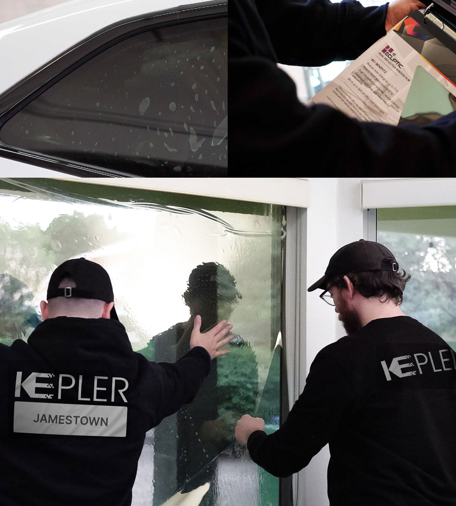 Kepler Technician Applying High-tech Window Tint to Home in Jamestown