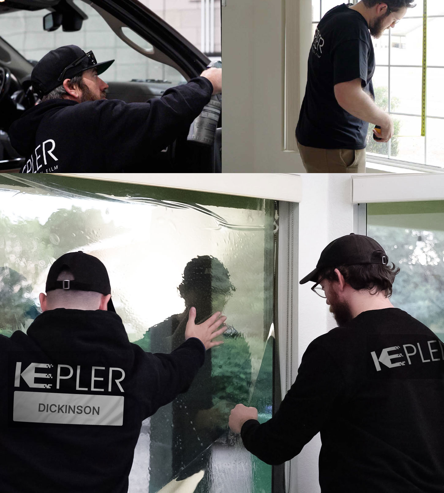 Kepler Technician Fitting Advanced Window Tint to Home in Dickinson